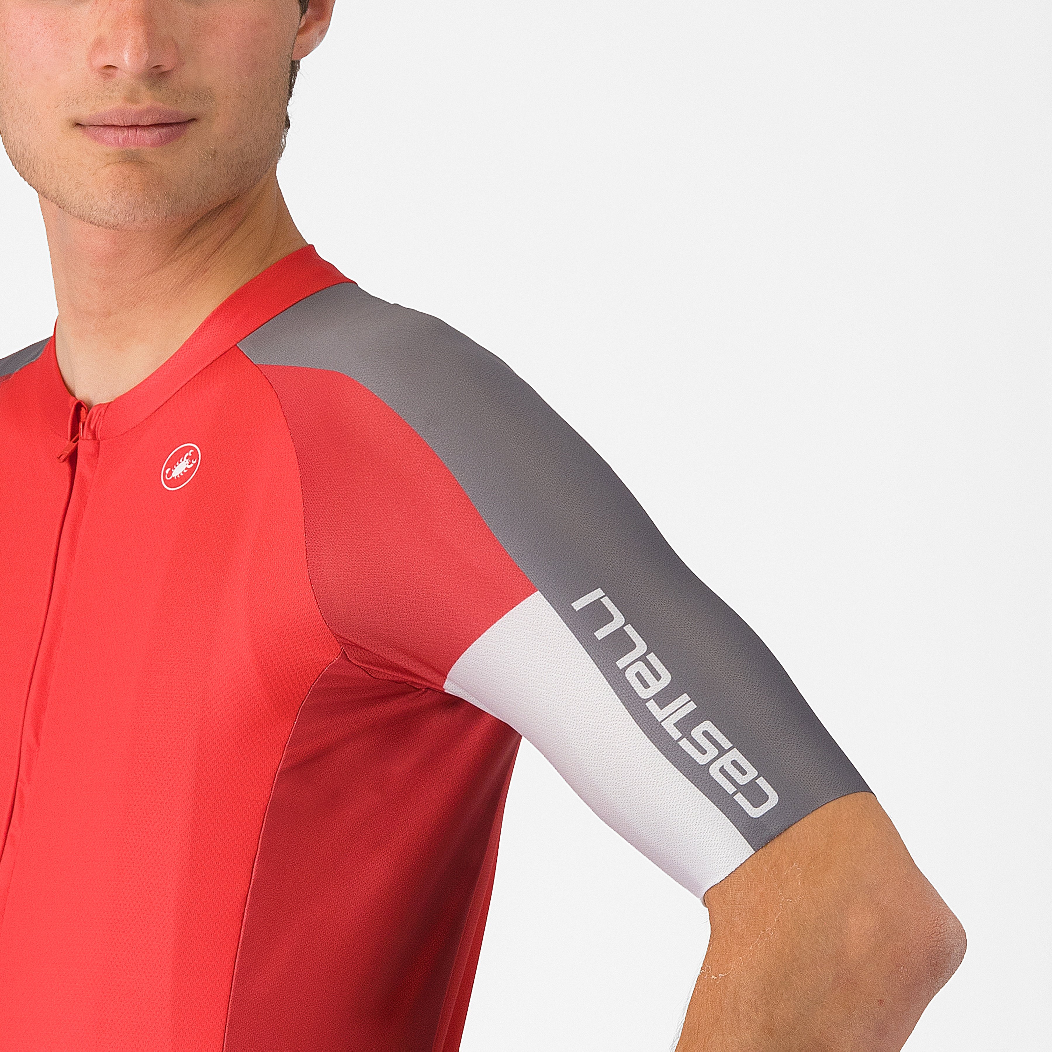Entrata 6 jersey - red/smoky gray-silver gray - castelli