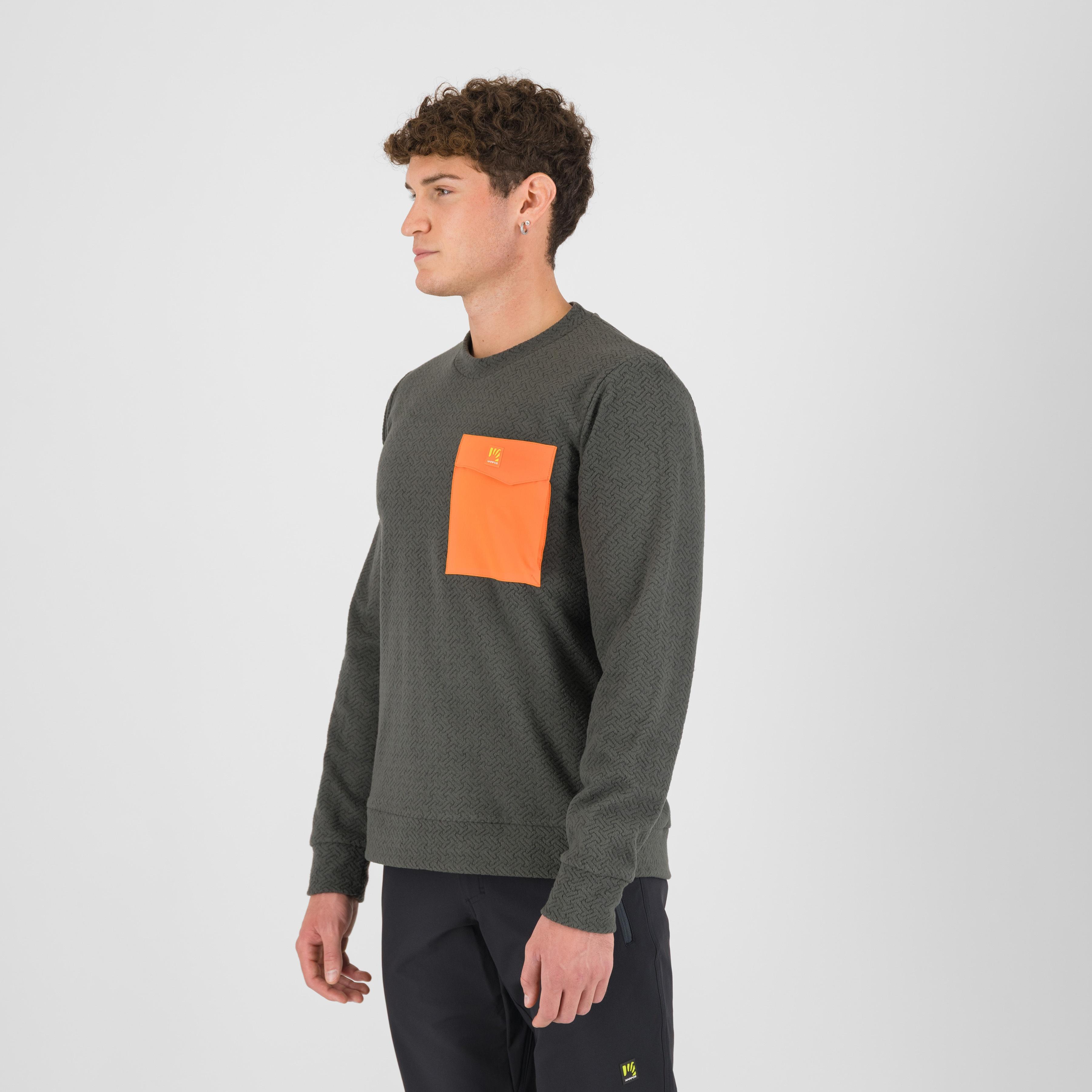 Mesdi' crewneck fleece - woodl.gray/vibr.orange - karpos