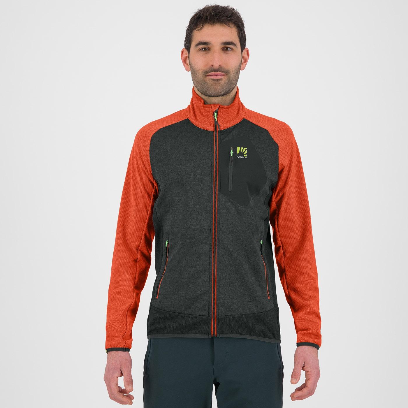Odle  fleece - black sand/spicy orange - karpos
