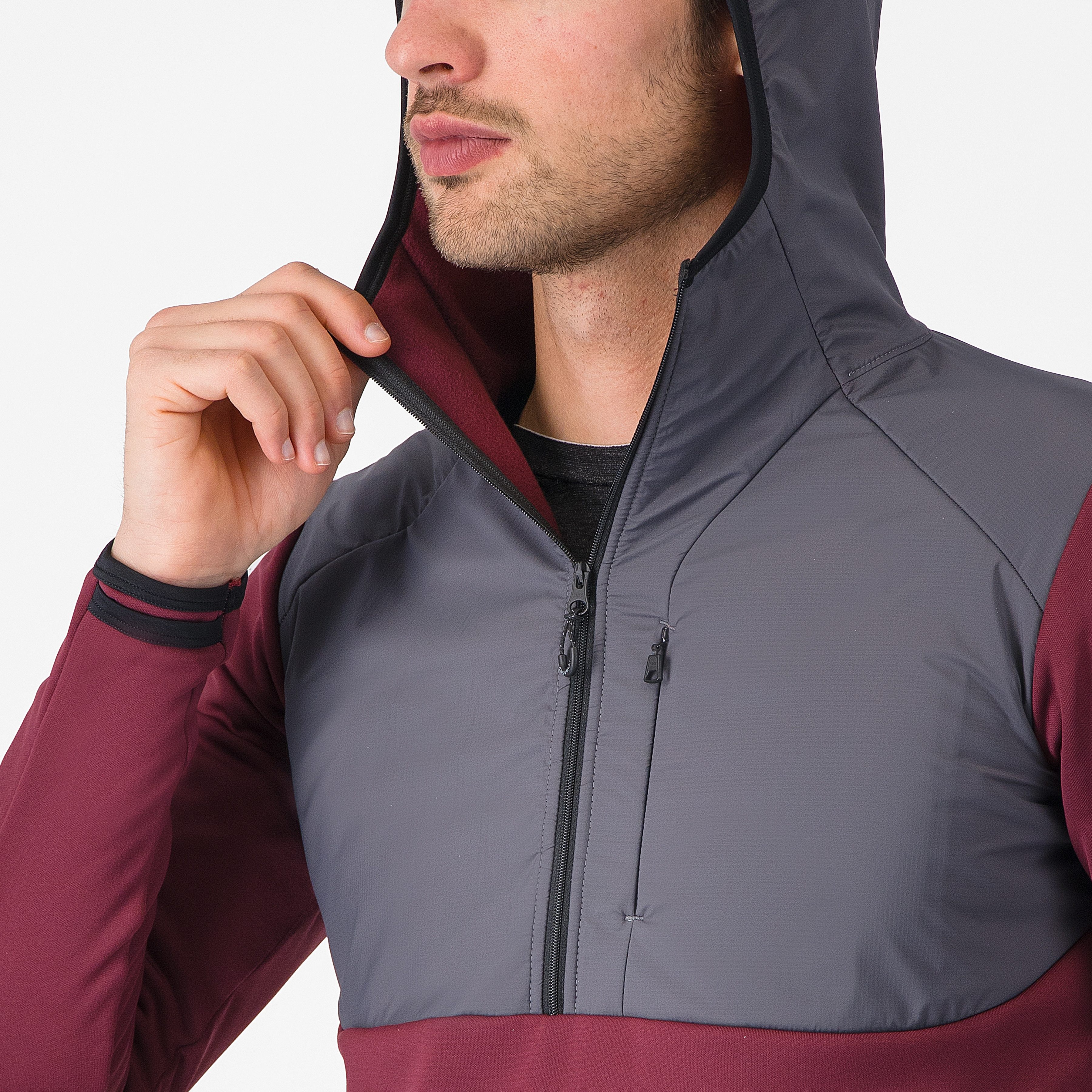 Unltd roam hoodie - bordeaux/lead gray - castelli
