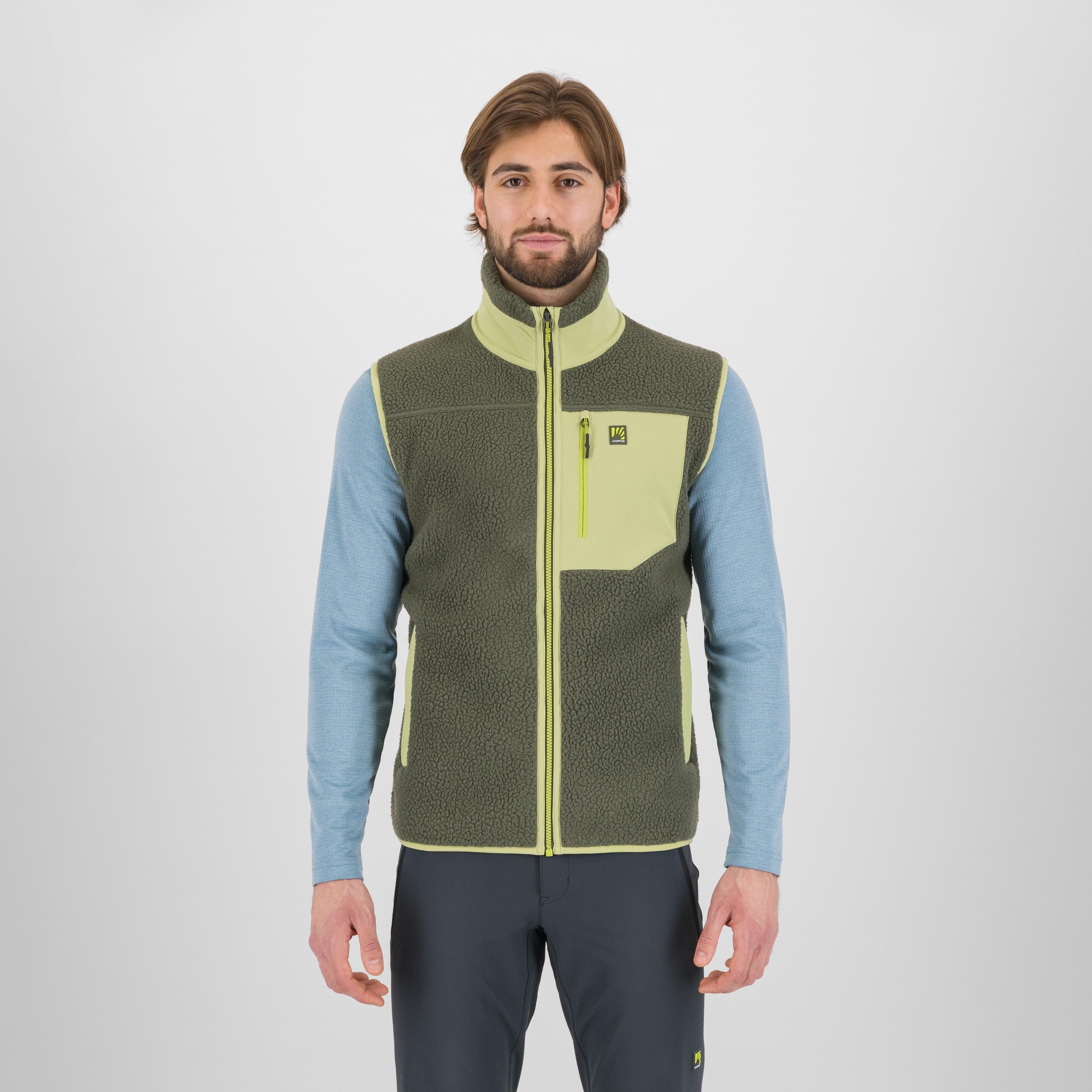 Moiazza retrò fleece vest - deep depths/tarragon - karpos