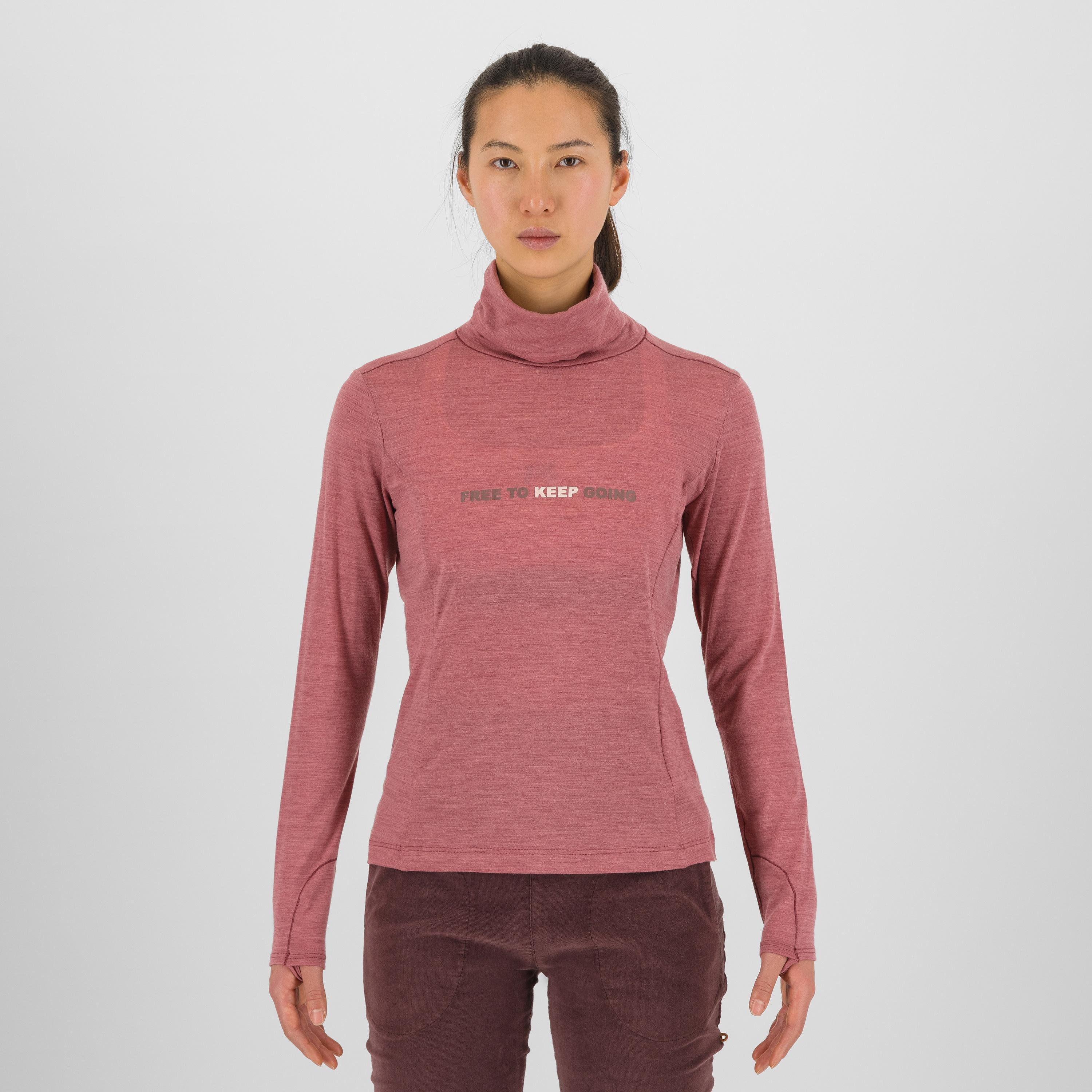 Coppolo merino w high neck ls - deco rose - karpos