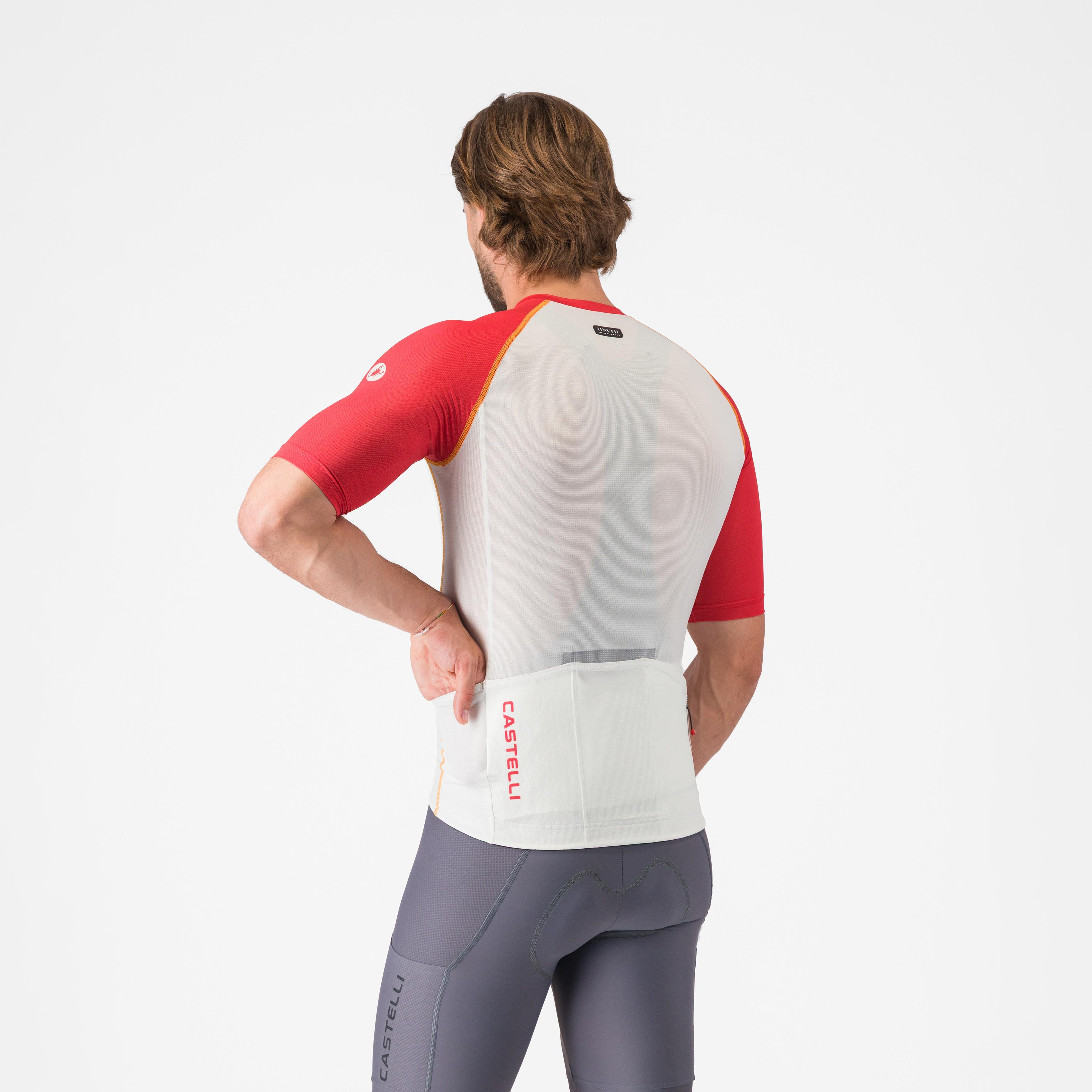 Unlimited endurance 3 jersey - ivory/rich red-vivid orange - castelli