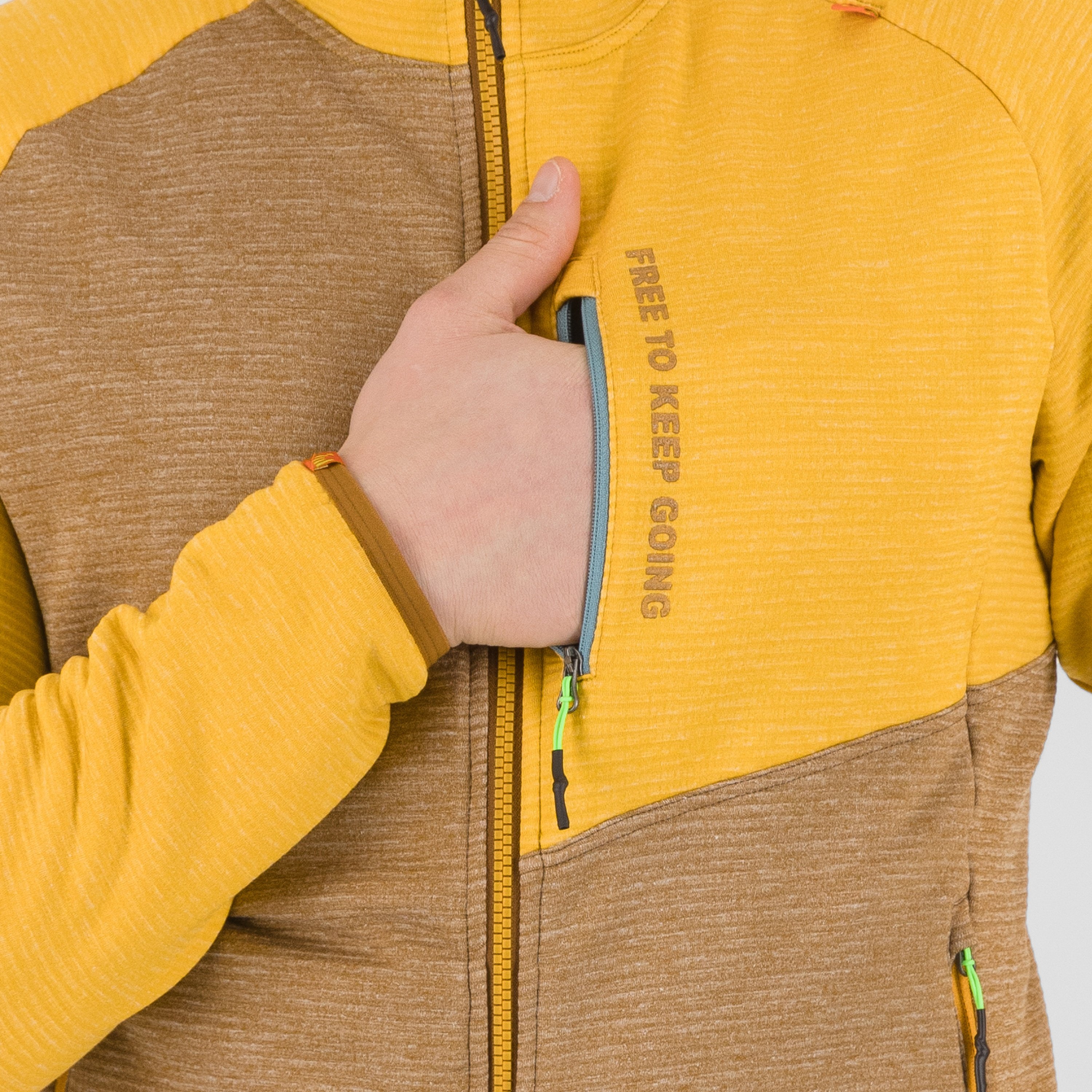 Camoscio full zip hoodie - nuthatch/golden - karpos