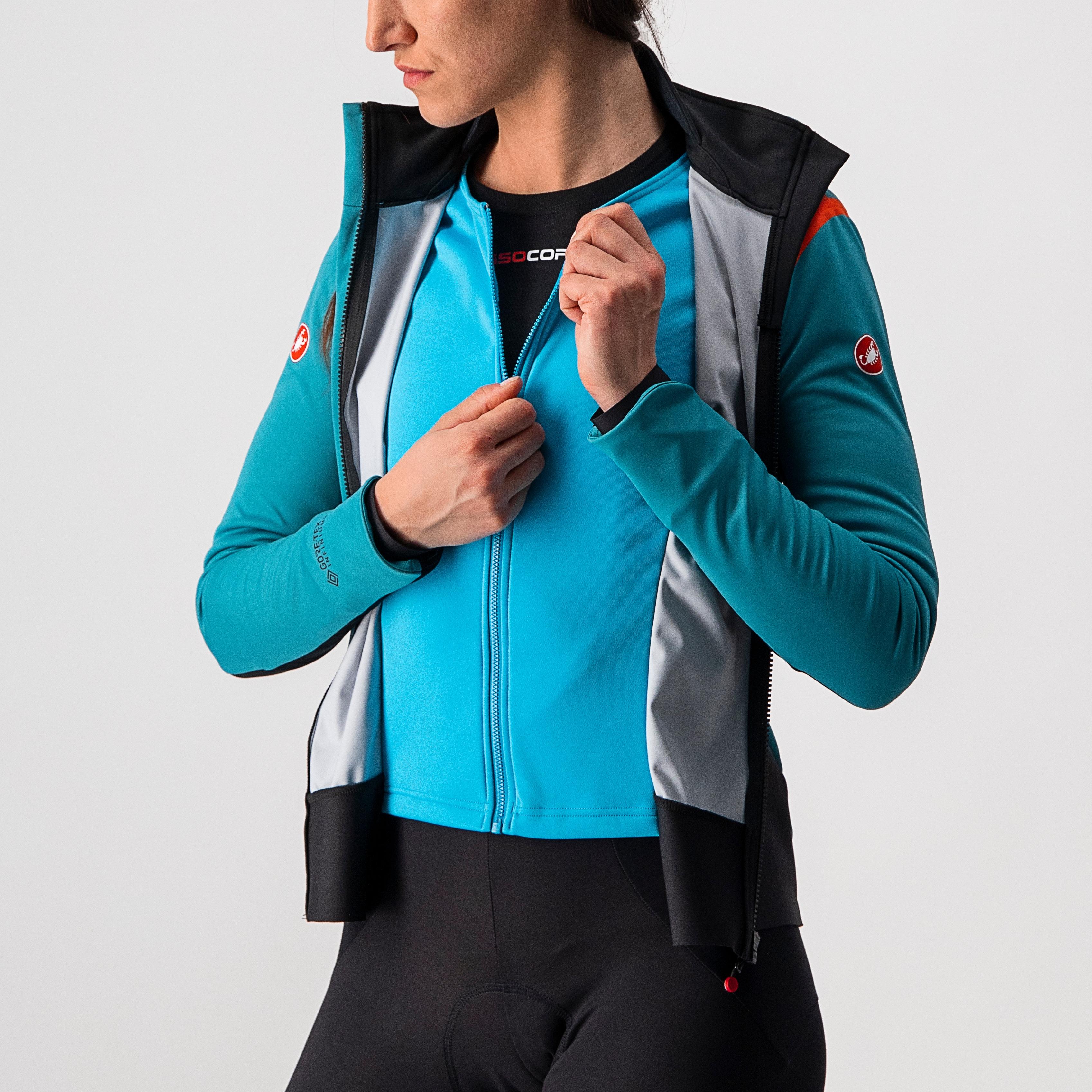 Alpha ros 2 w jacket - teal blue/fiery red-sky blue - castelli