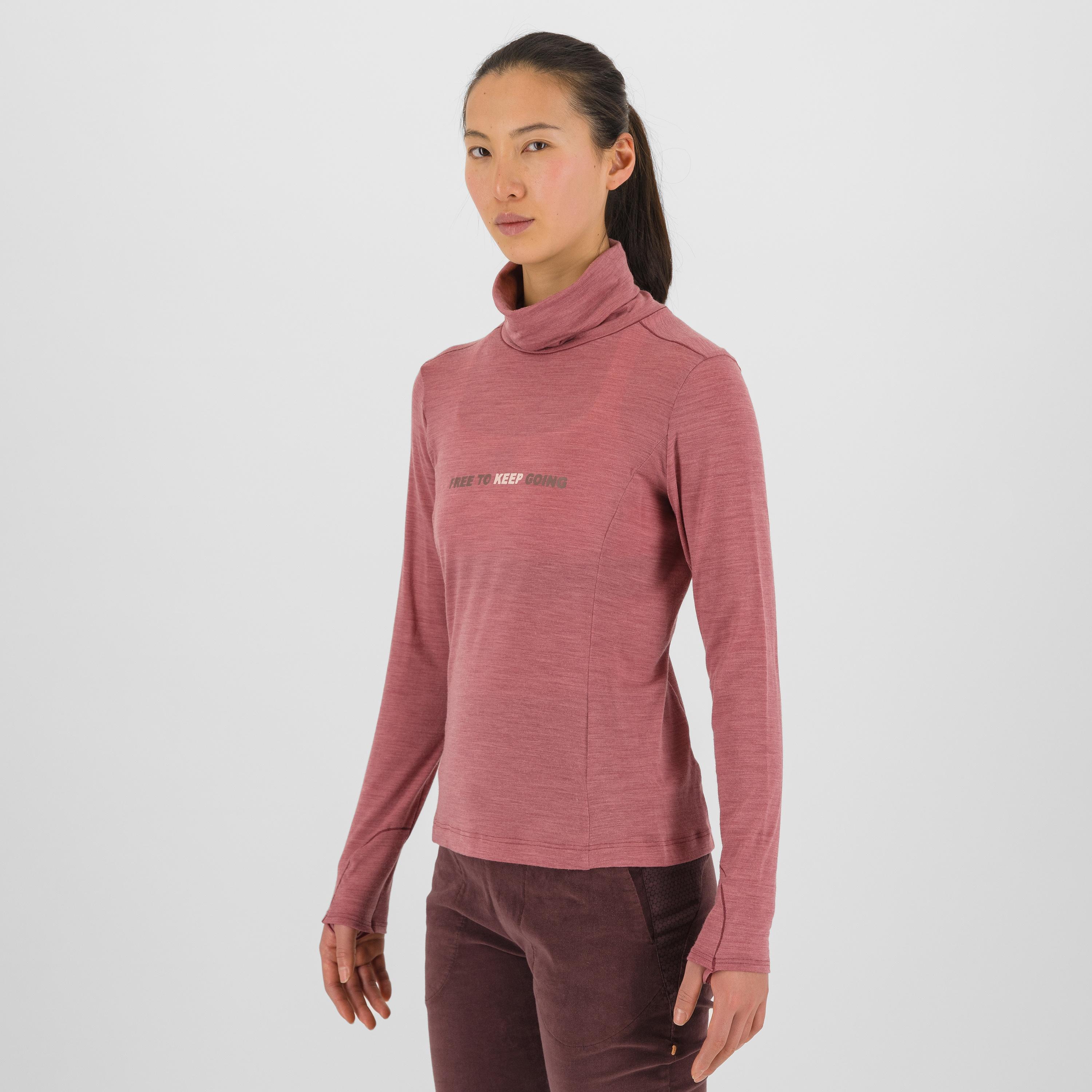 Coppolo merino w high neck ls - deco rose - karpos