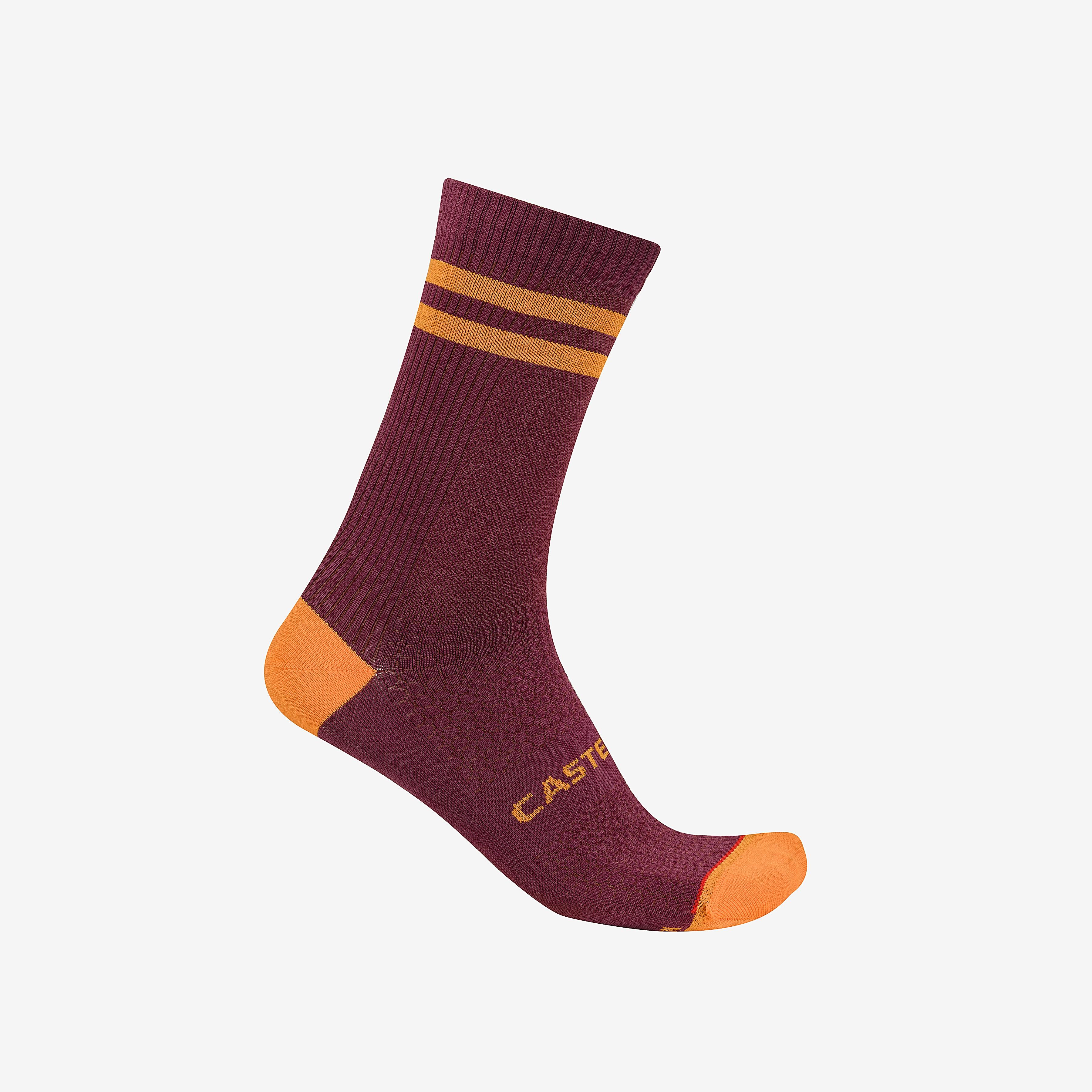 Originale 18 sock - deep bordeaux/vivid orange - castelli