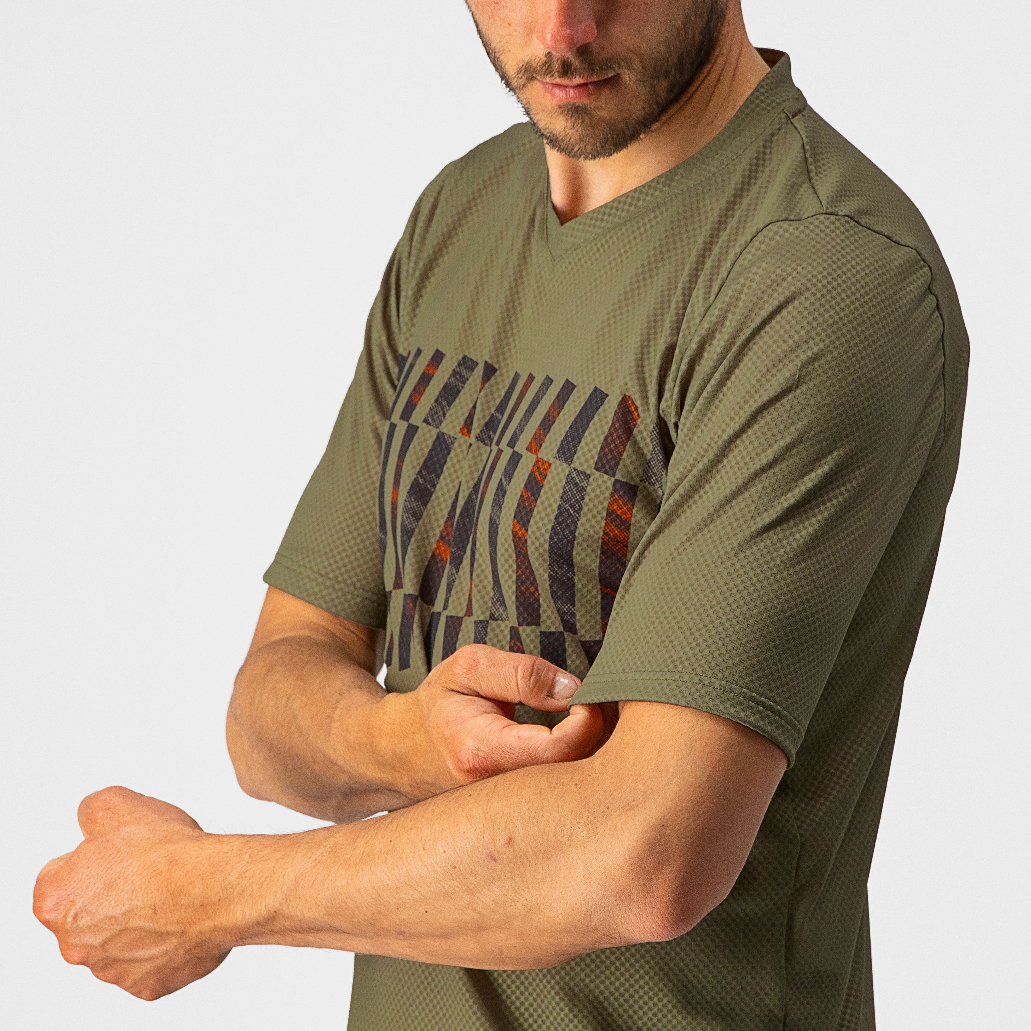 Trail tech tee - olive green/dark gray-orange r - castelli