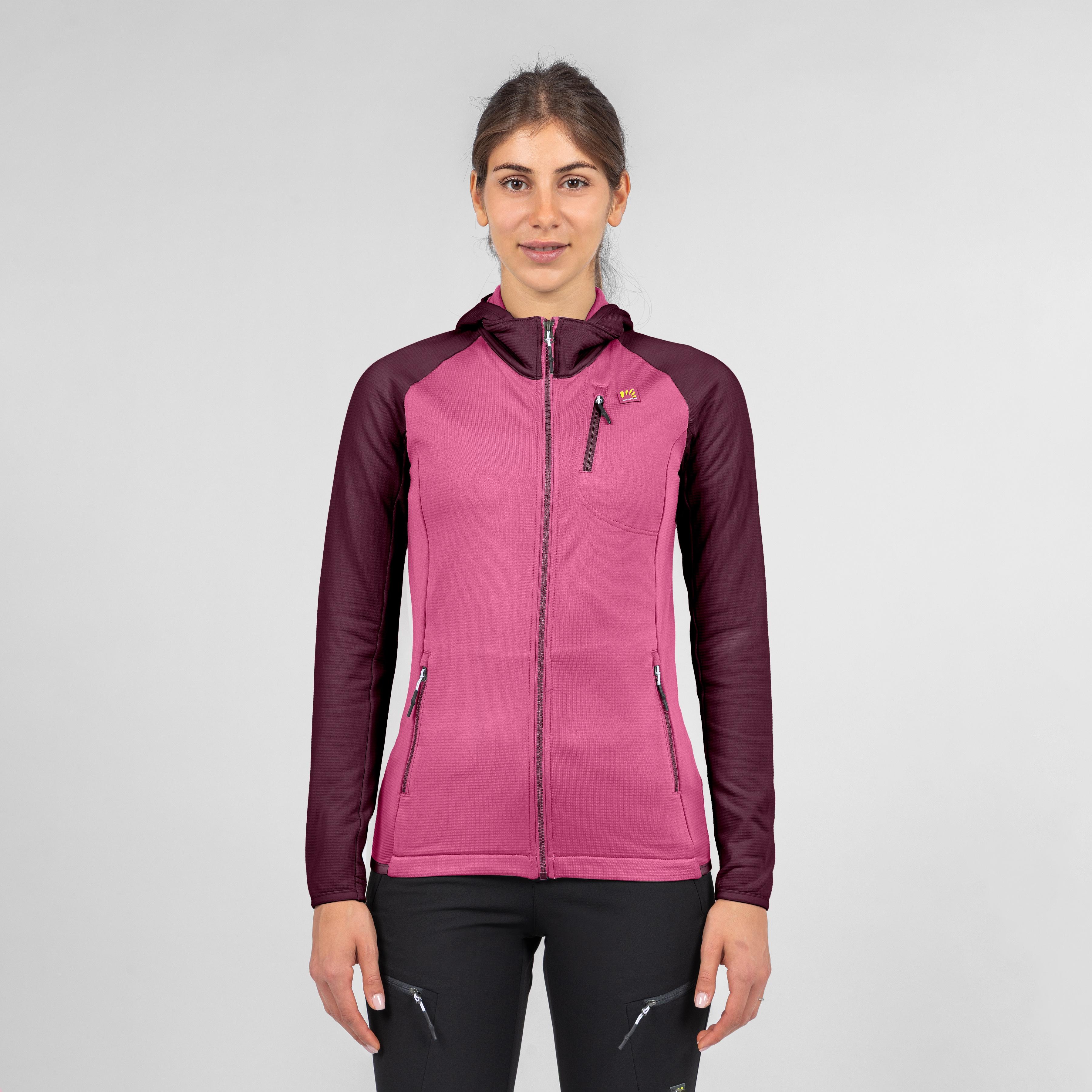 Odle evo w hoodie full zip fleece - pink power/crimson - karpos