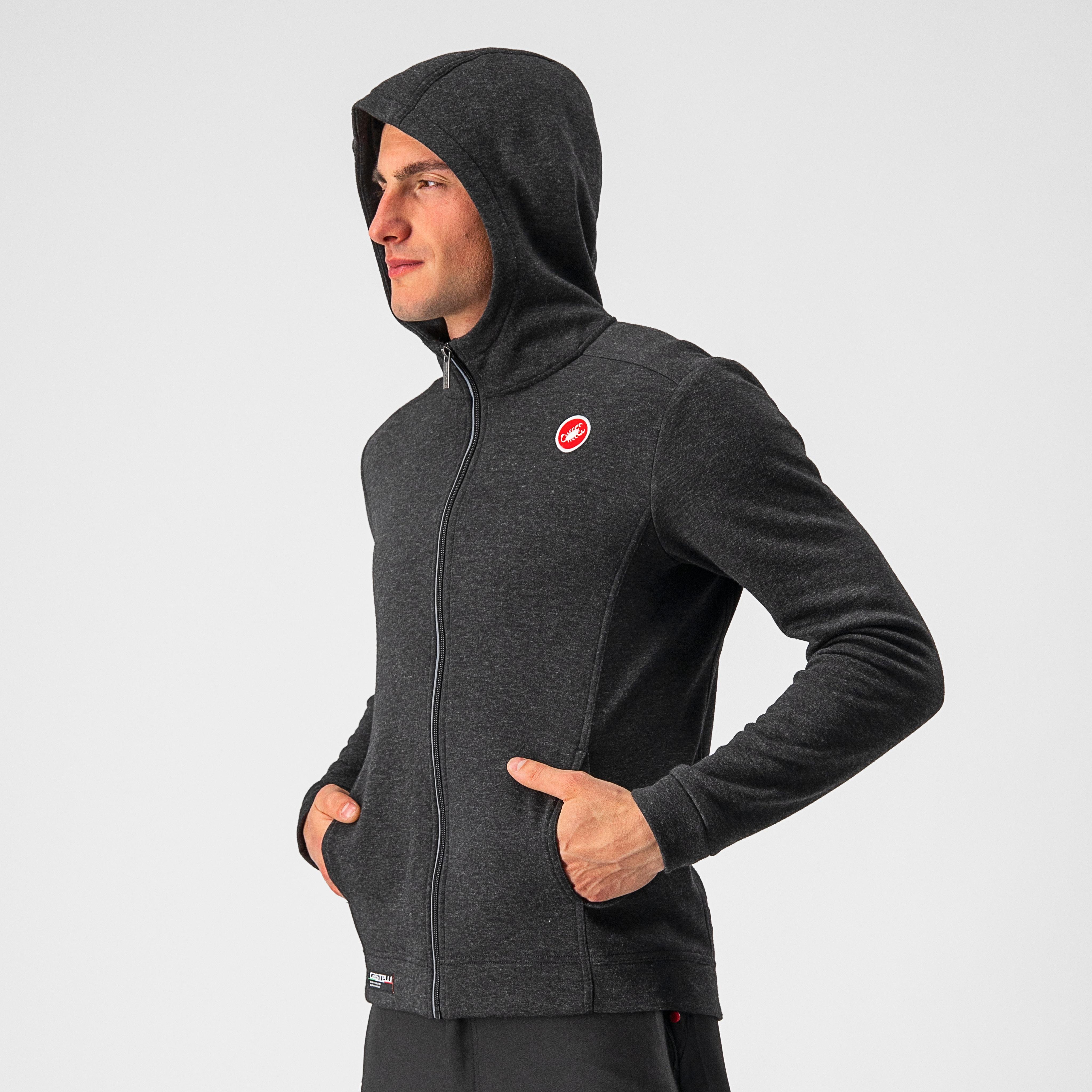 Milano full zip fleece - melange light black - castelli