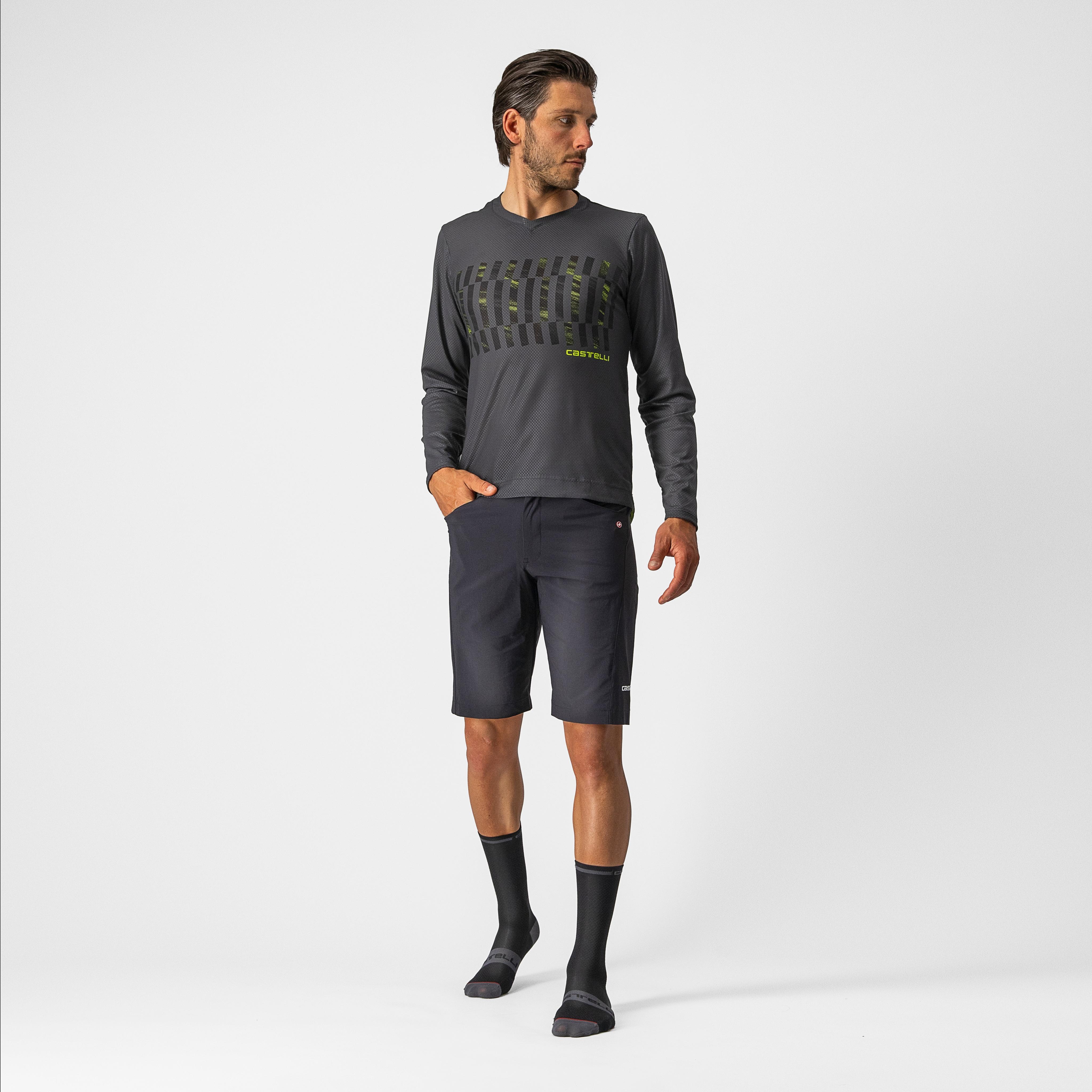 Trail tech longsleeve tee - dark gray/black-electric lime - castelli