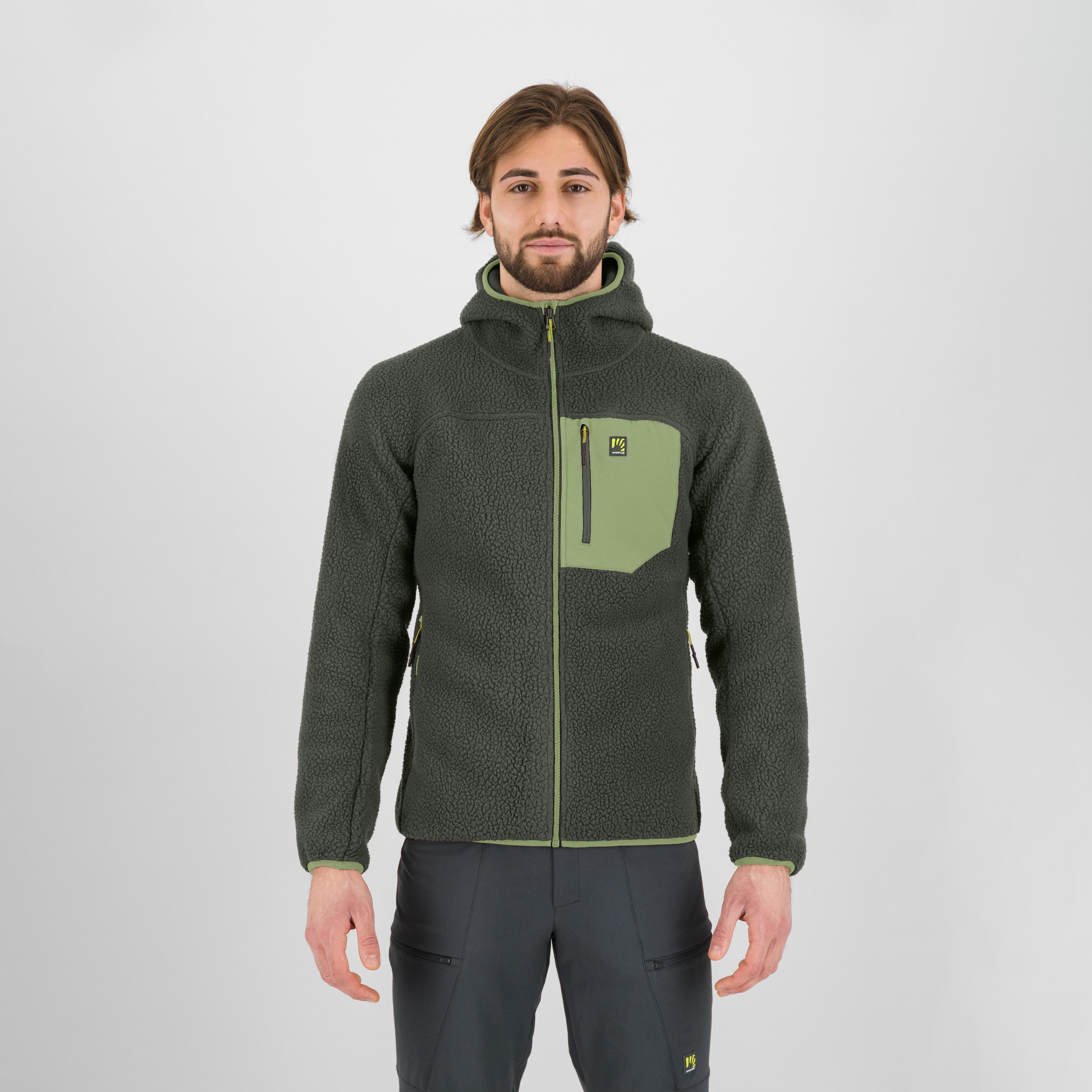 Moiazza retrò hoodie fleece - deep depths/tarragon - karpos