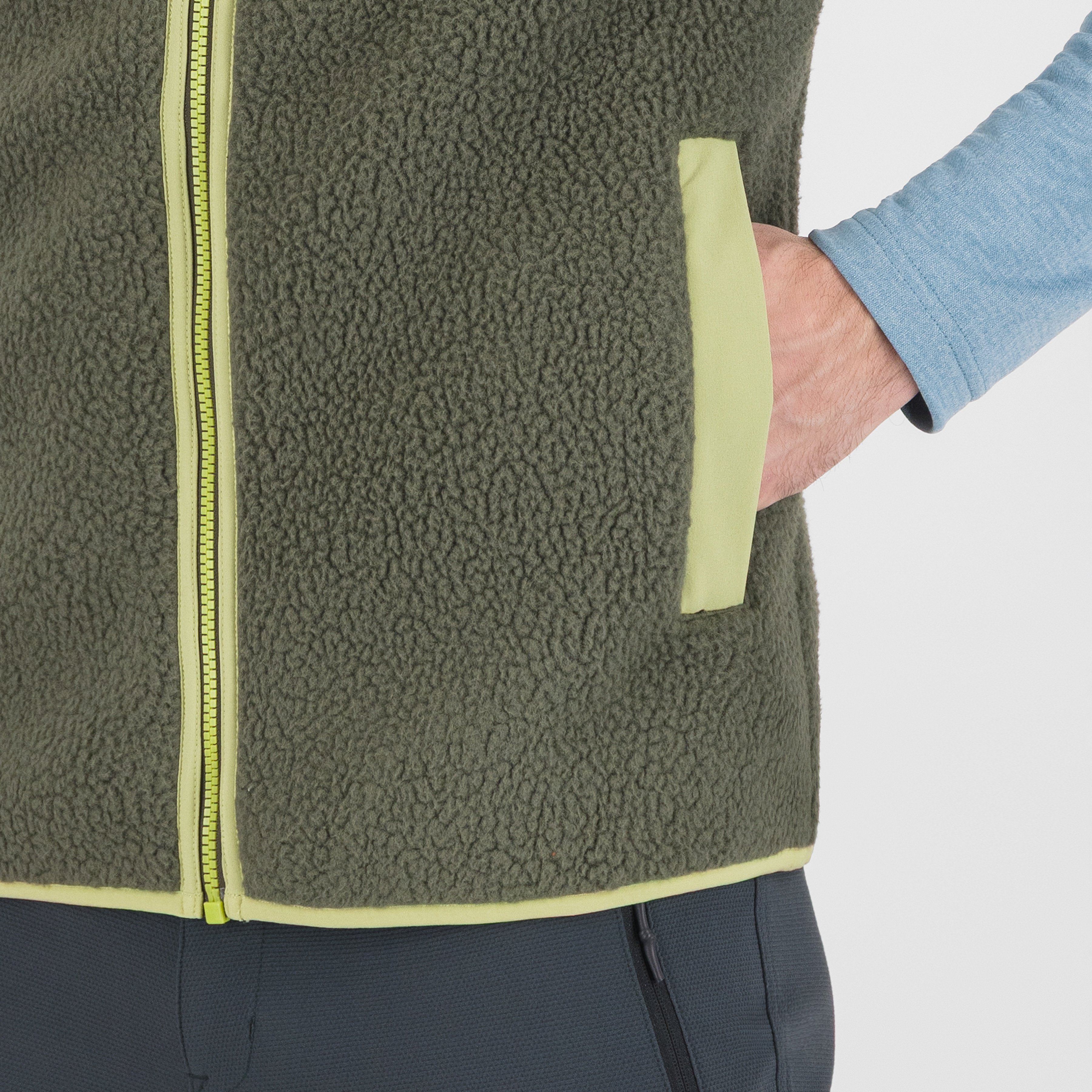 Moiazza retrò fleece vest - deep depths/tarragon - karpos