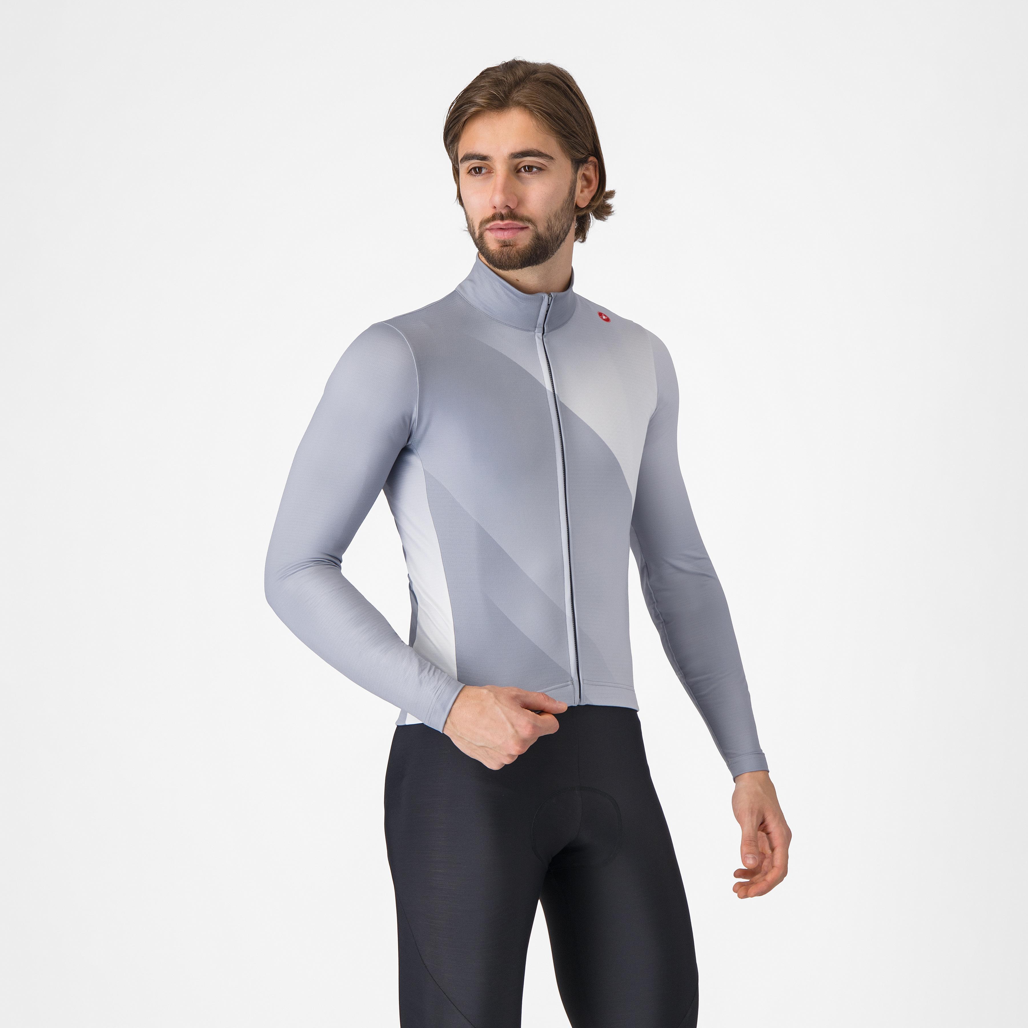 Amplify thermal jersey - vortex gray/silver gray-white - castelli