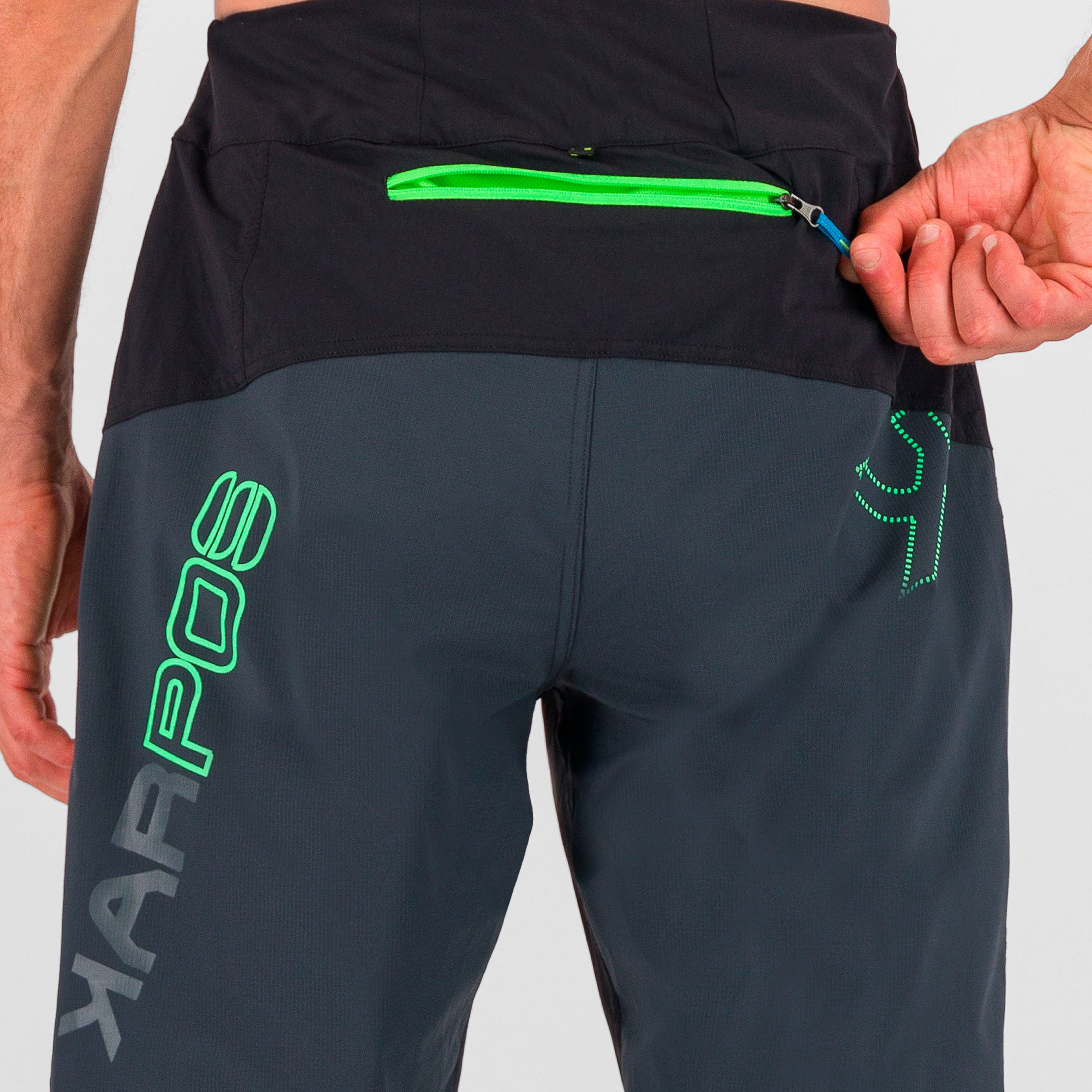 Rapid  baggy short - black/dark grey/green fluo - karpos