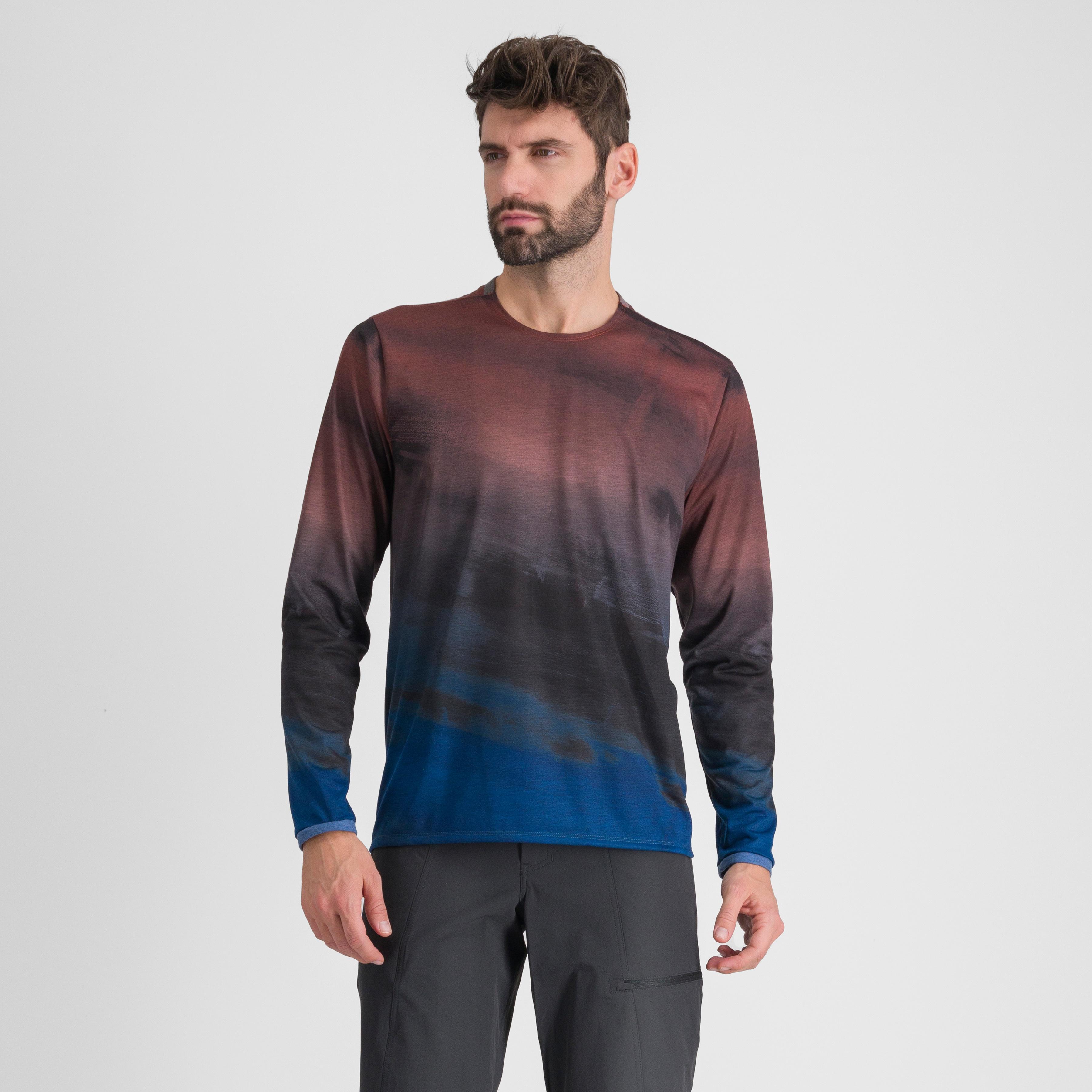 Flow giara tee long sleeve - berry blue/cayenna red - sportful