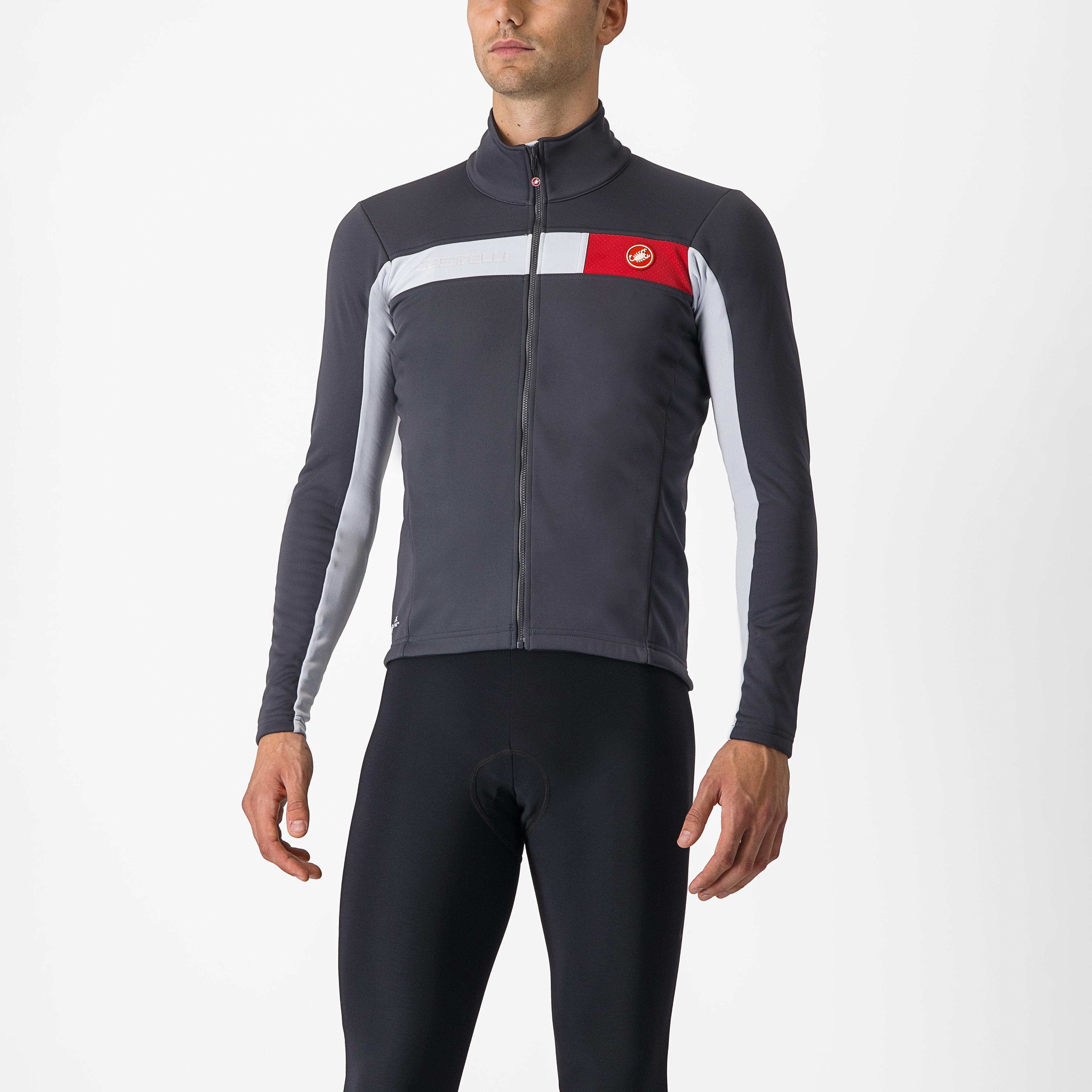 Mortirolo 6s jacket - dark gray/silver gray-red refl - castelli