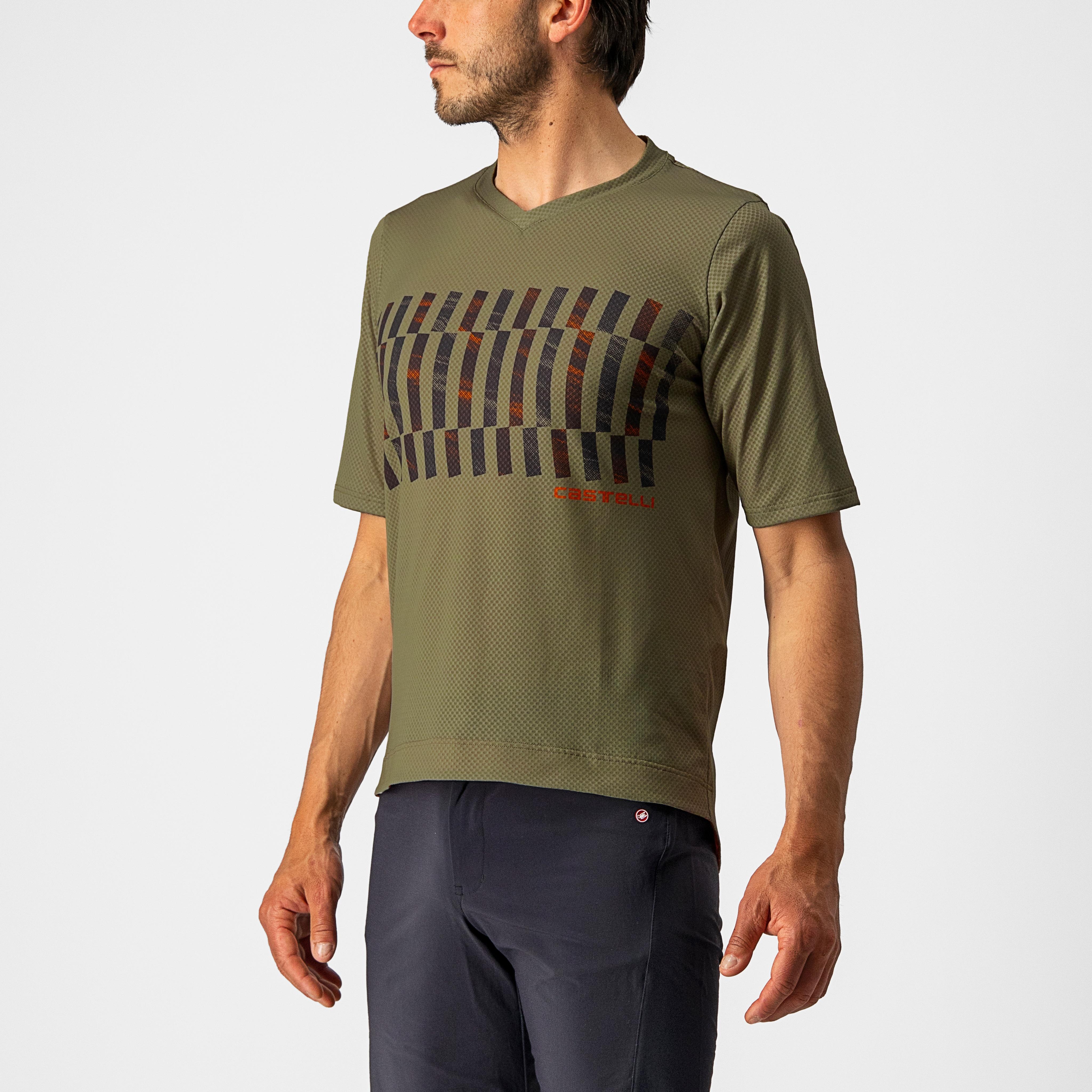 Trail tech tee - olive green/dark gray-orange r - castelli