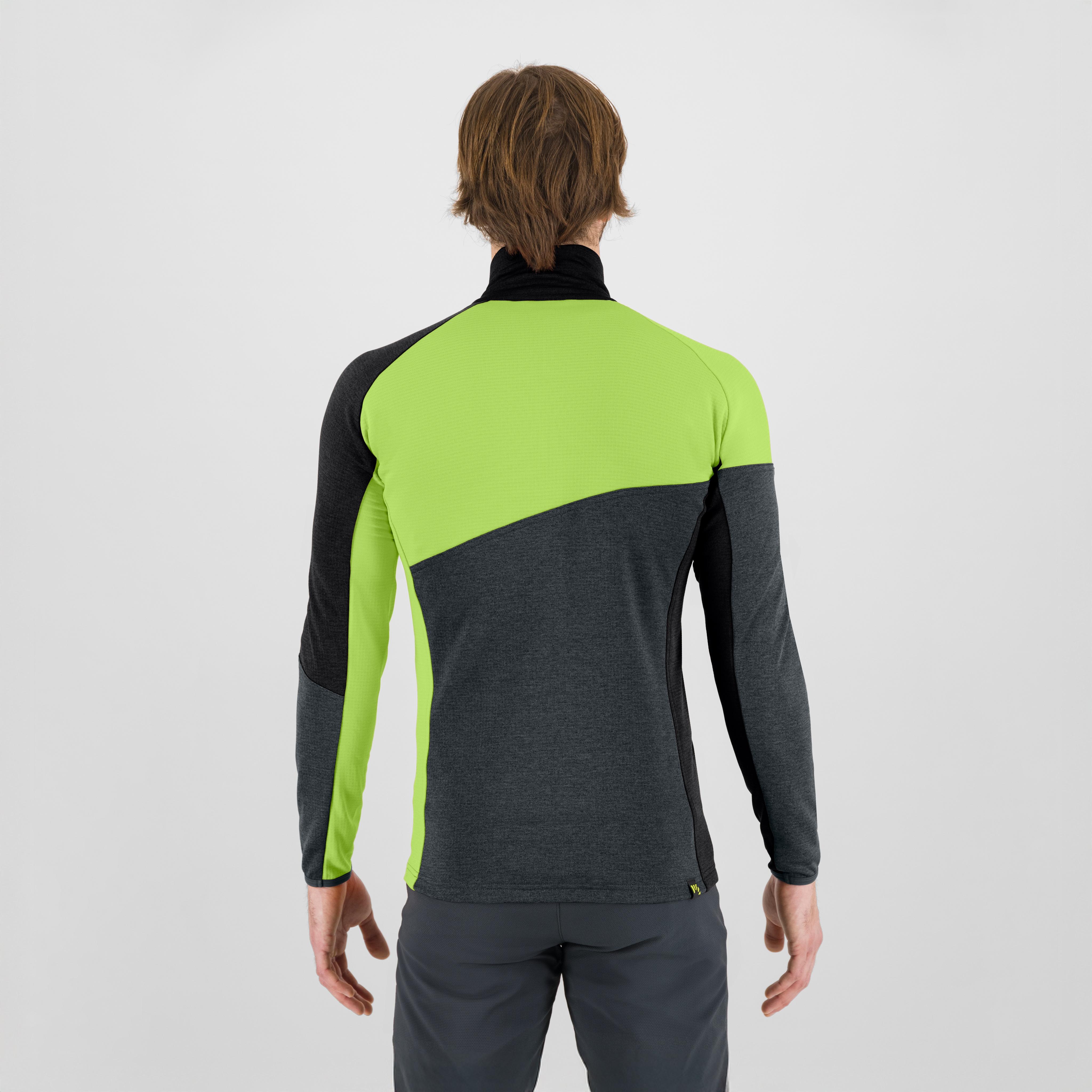 Federa half-zip fleece - woodl.gray/black/acid lime - karpos