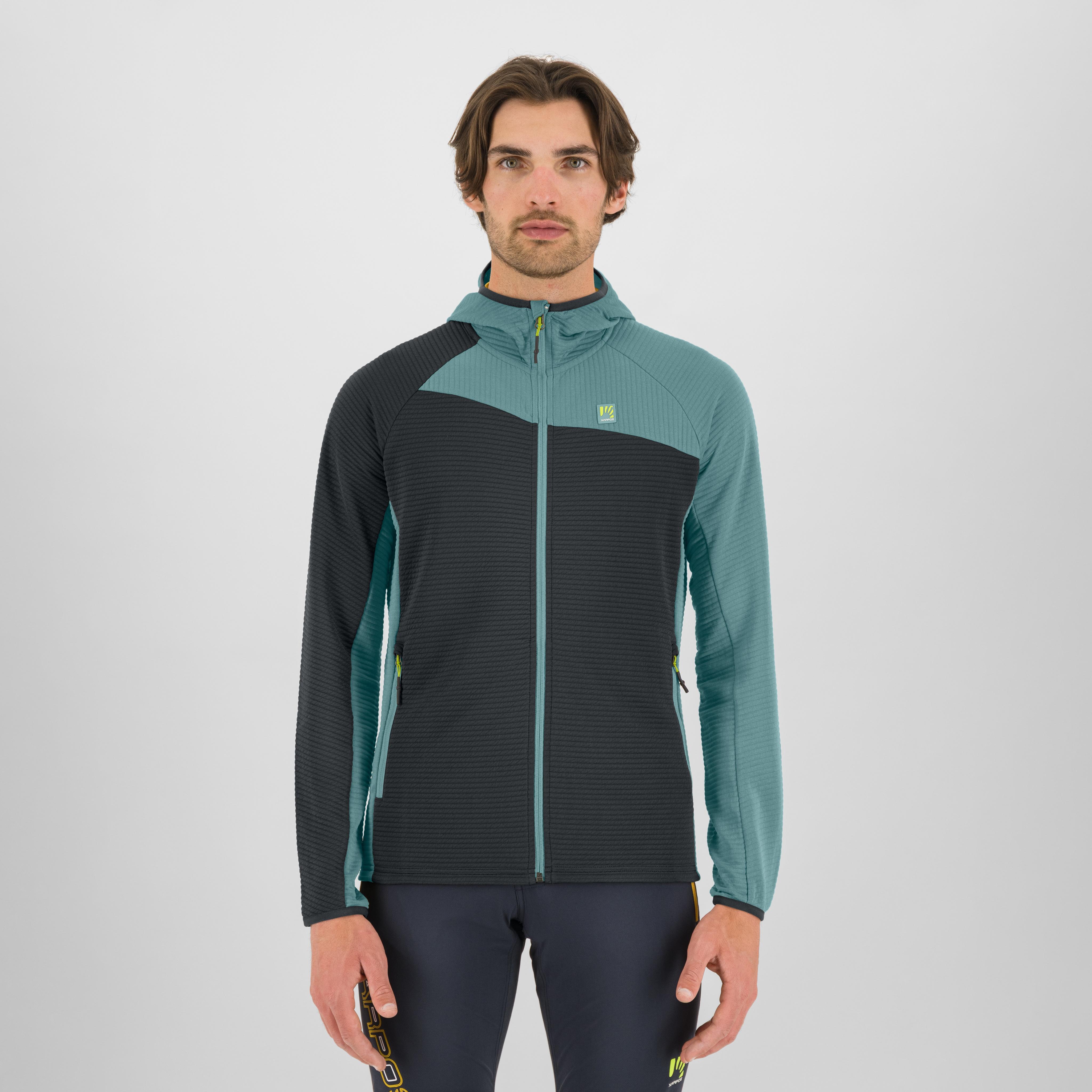 Averau full-zip hoodie fleece - woodl.gray/mineral blue - karpos