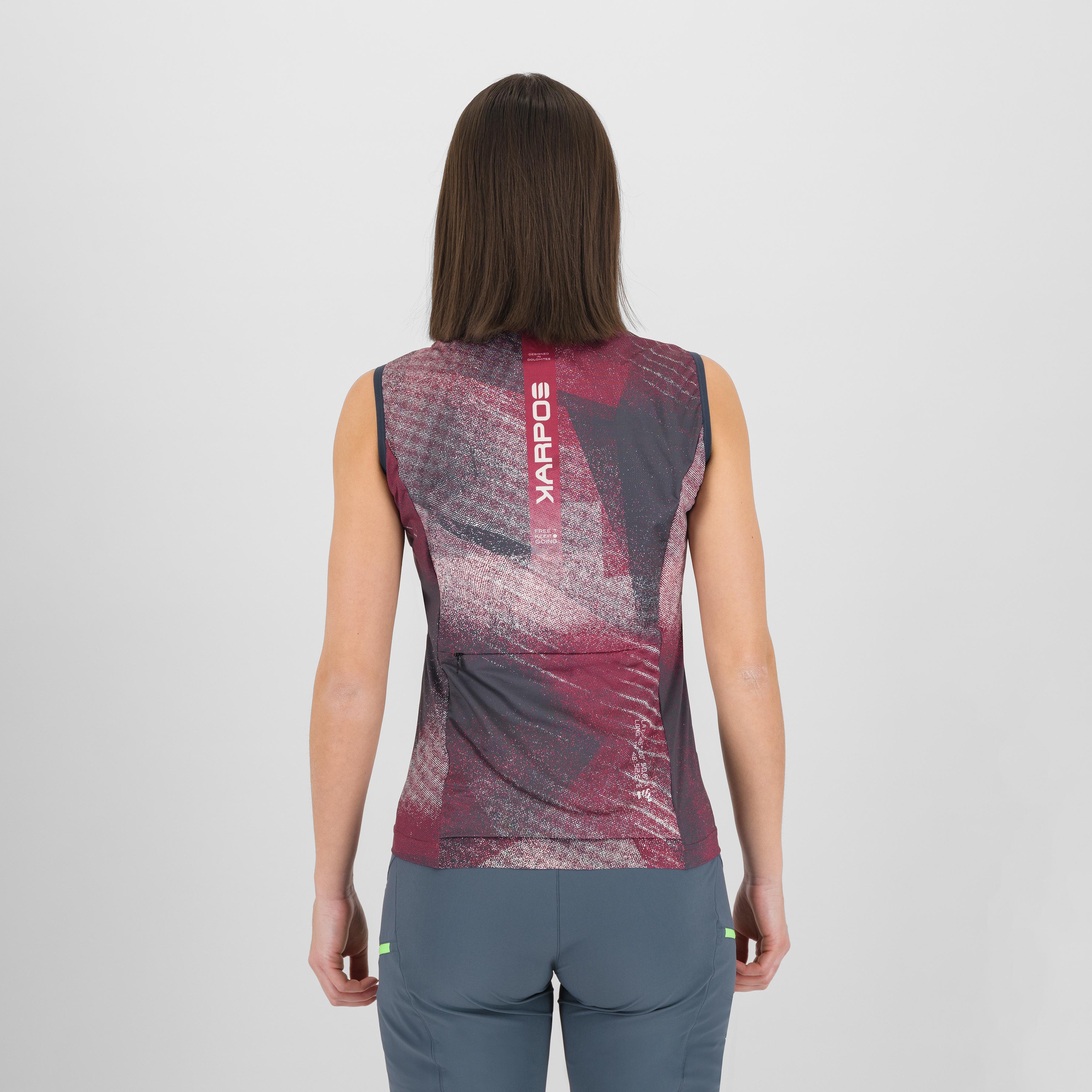 Sarca w full zip sleeveless - beet red/pristine - karpos