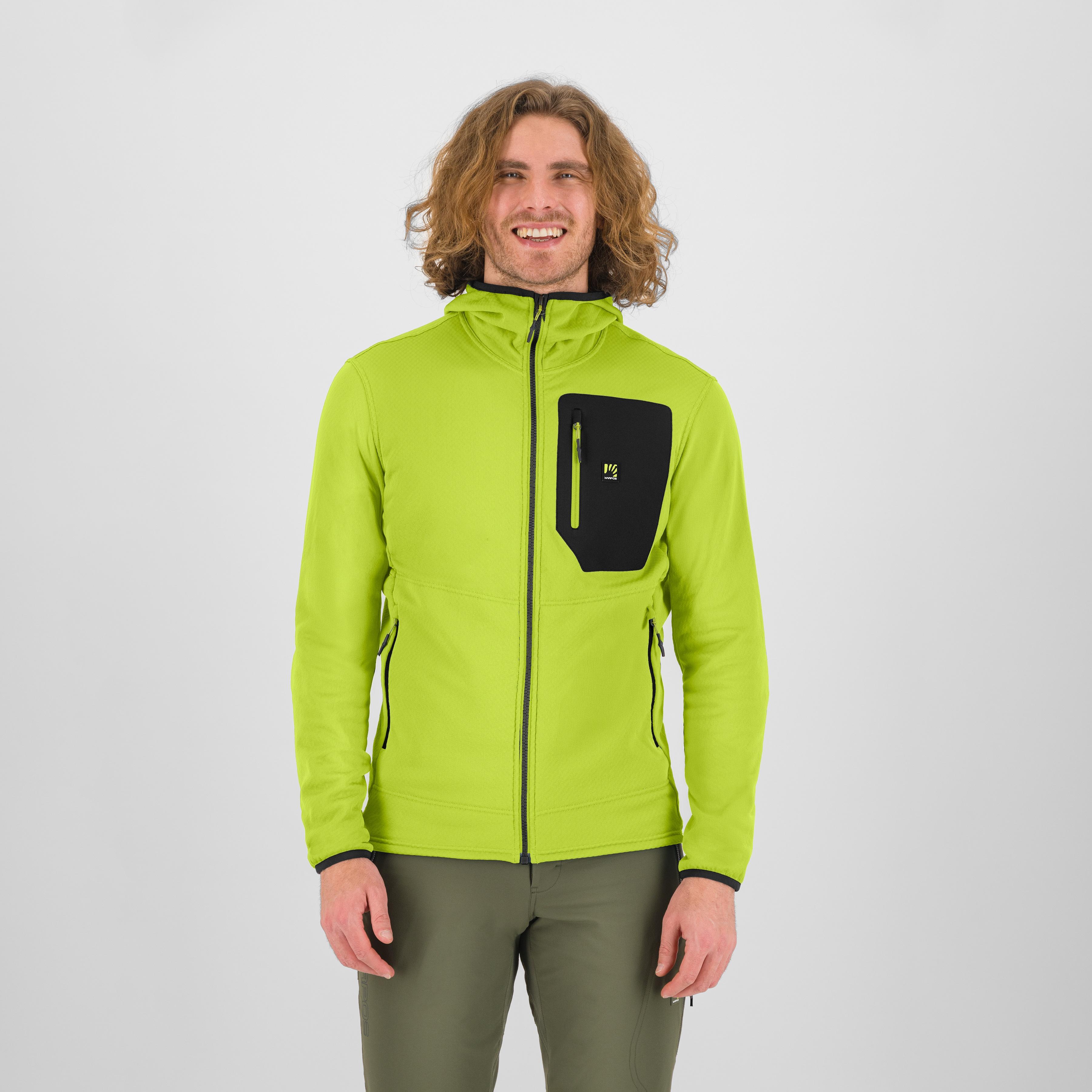 Antermoia hoodie fleece - acid lime/black - karpos