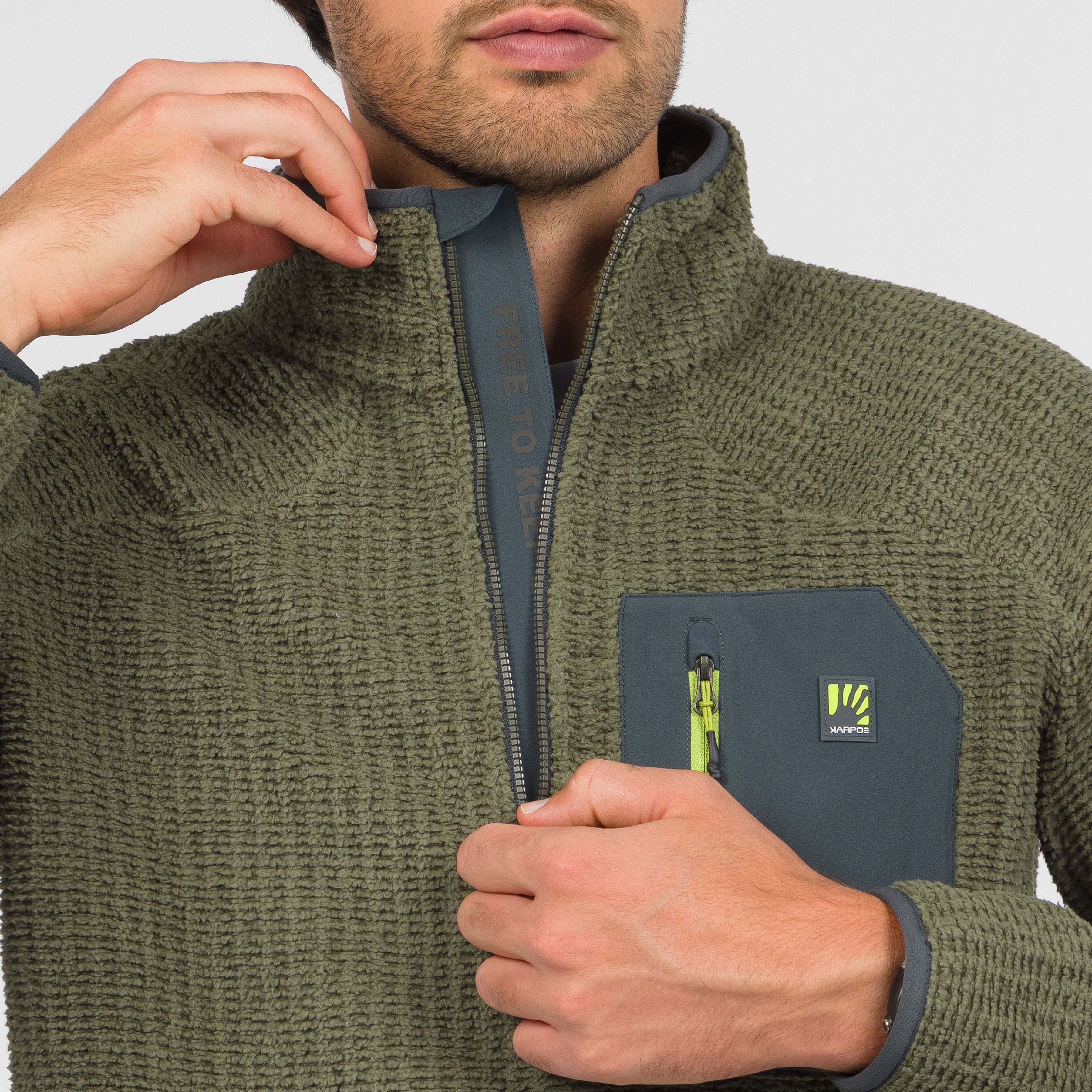 Rocchetta half zip fleece - deep depths/woodl.gray - karpos