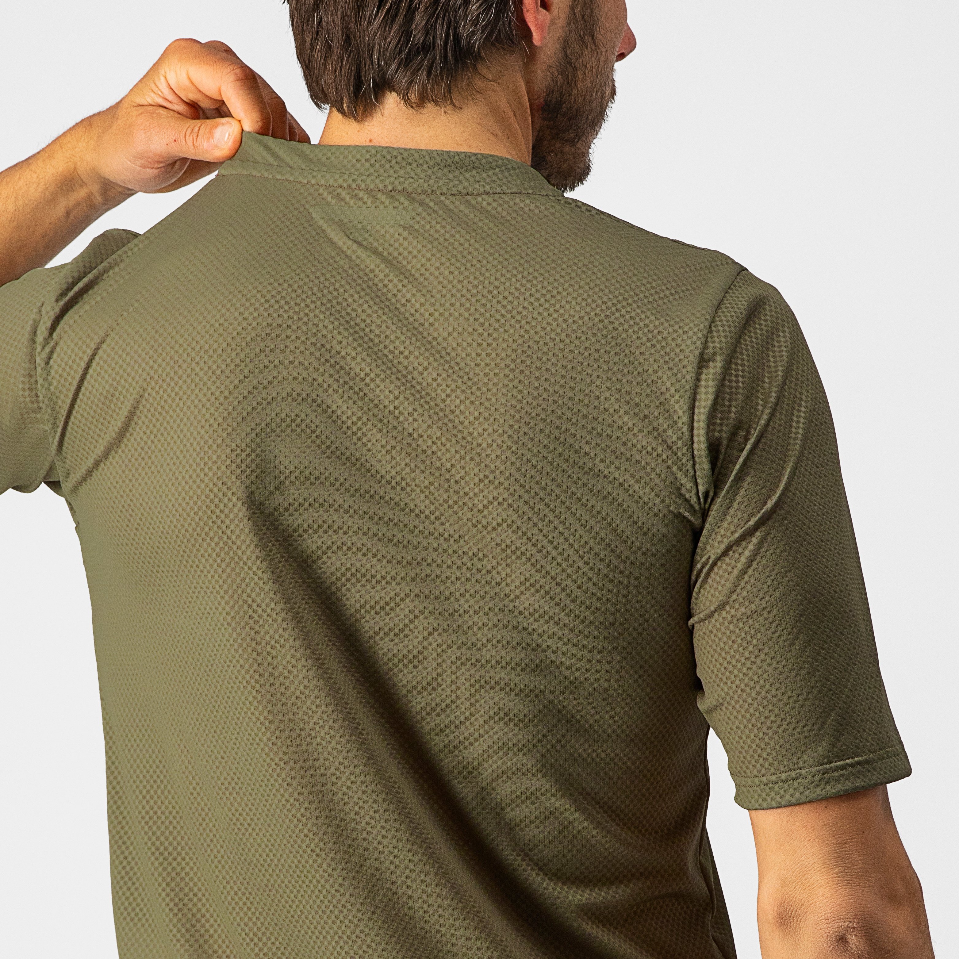 Trail tech tee - olive green/dark gray-orange r - castelli