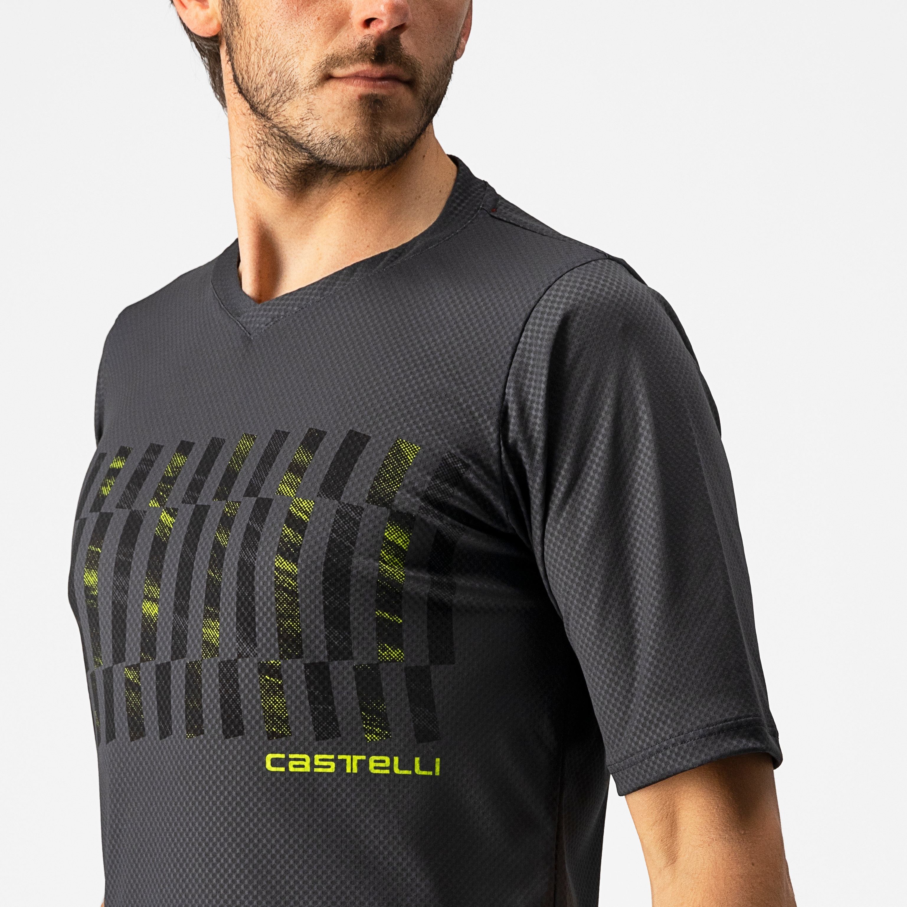 Trail tech tee - dark gray/black-electric lime - castelli