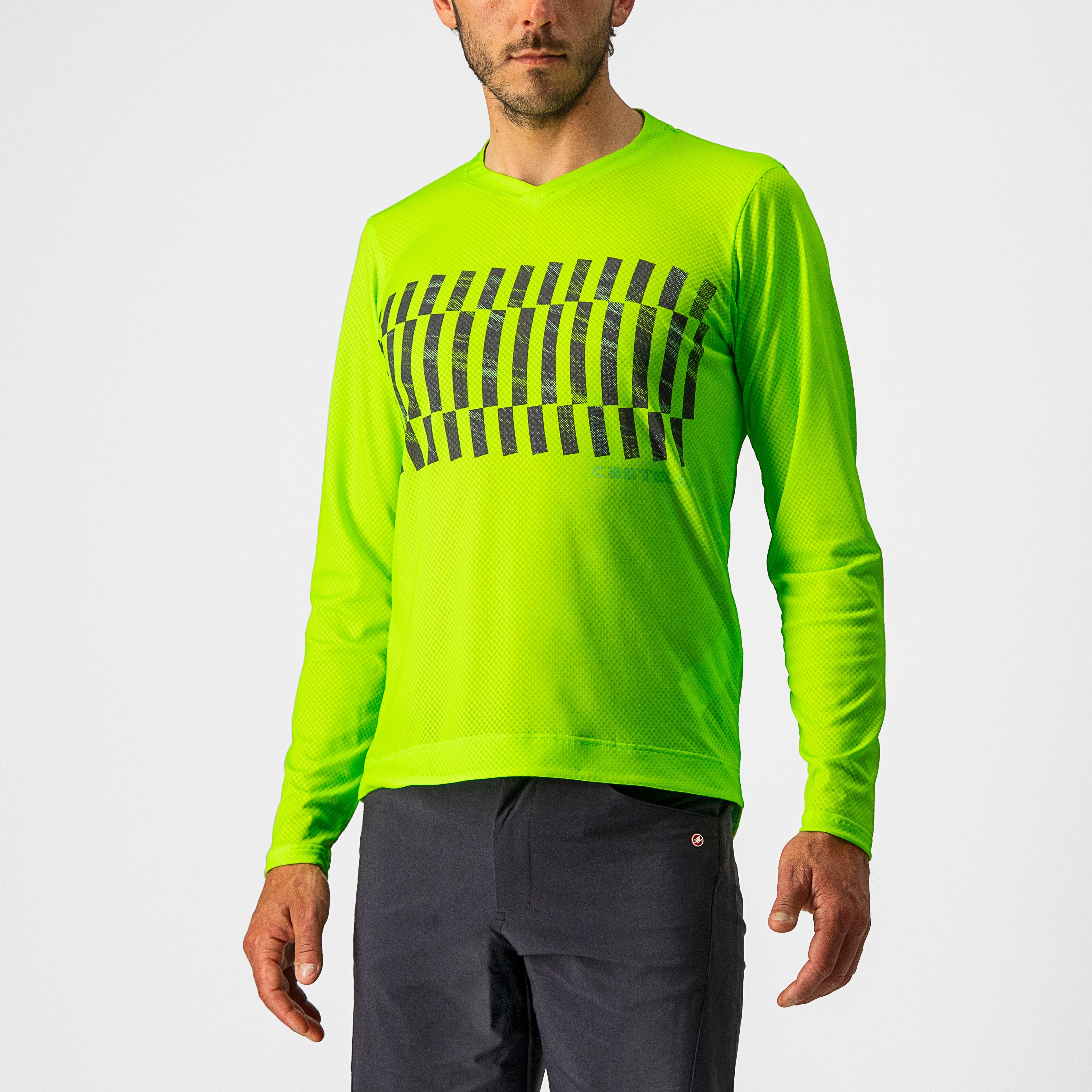 Trail tech longsleeve tee - electric lime/dark lime - castelli