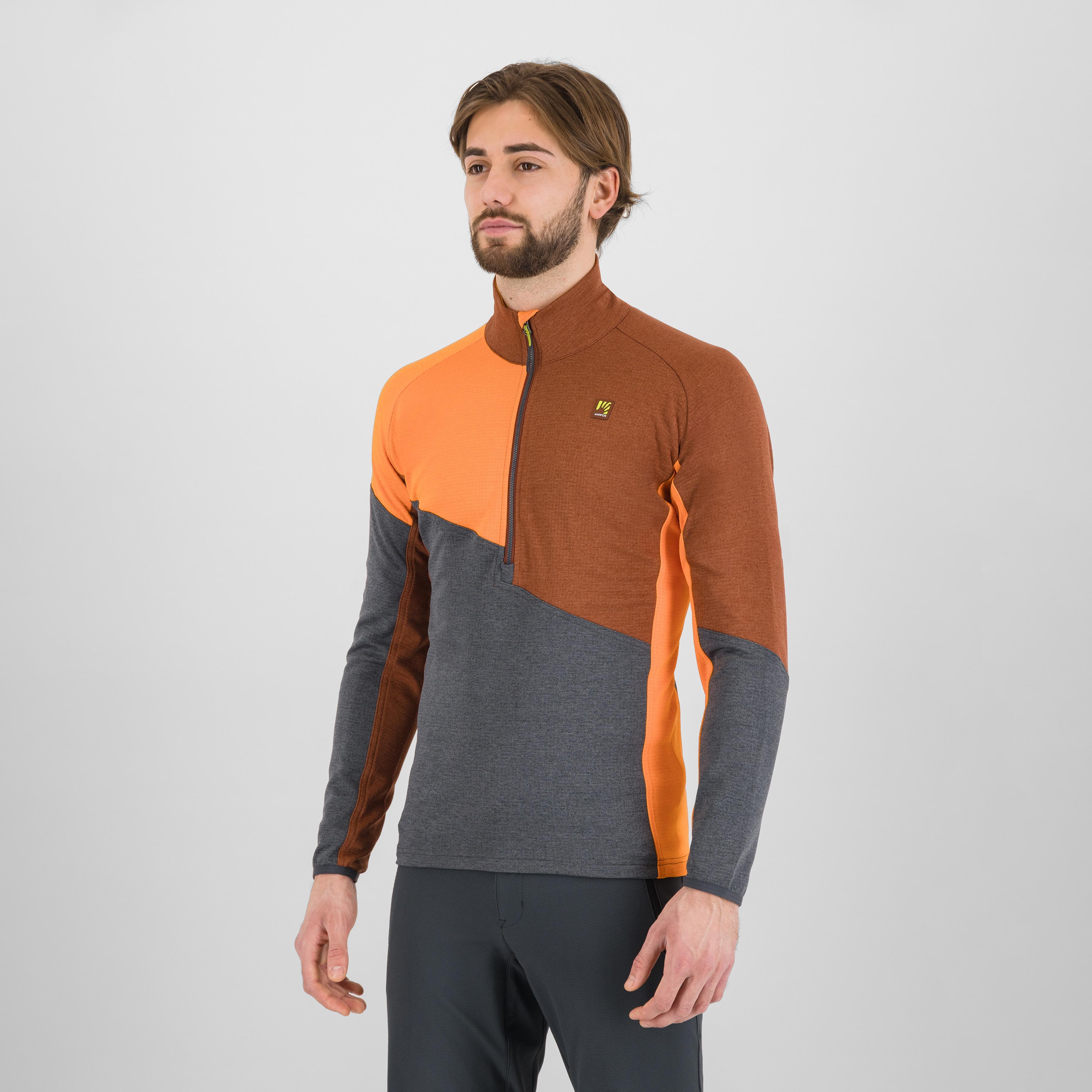 Federa half-zip fleece - woodl.gray/mahogany/vibr.orang - karpos