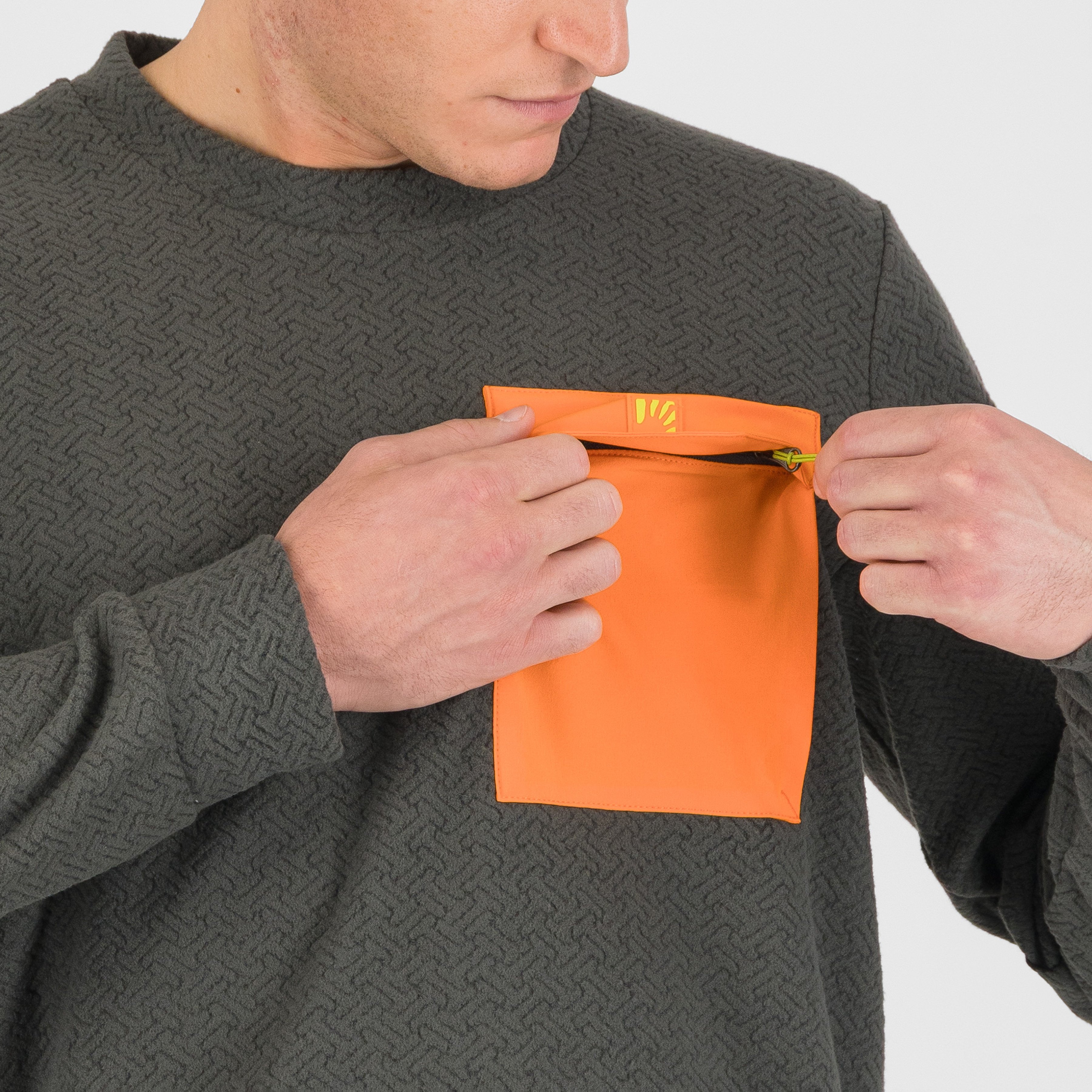 Mesdi' crewneck fleece - woodl.gray/vibr.orange - karpos