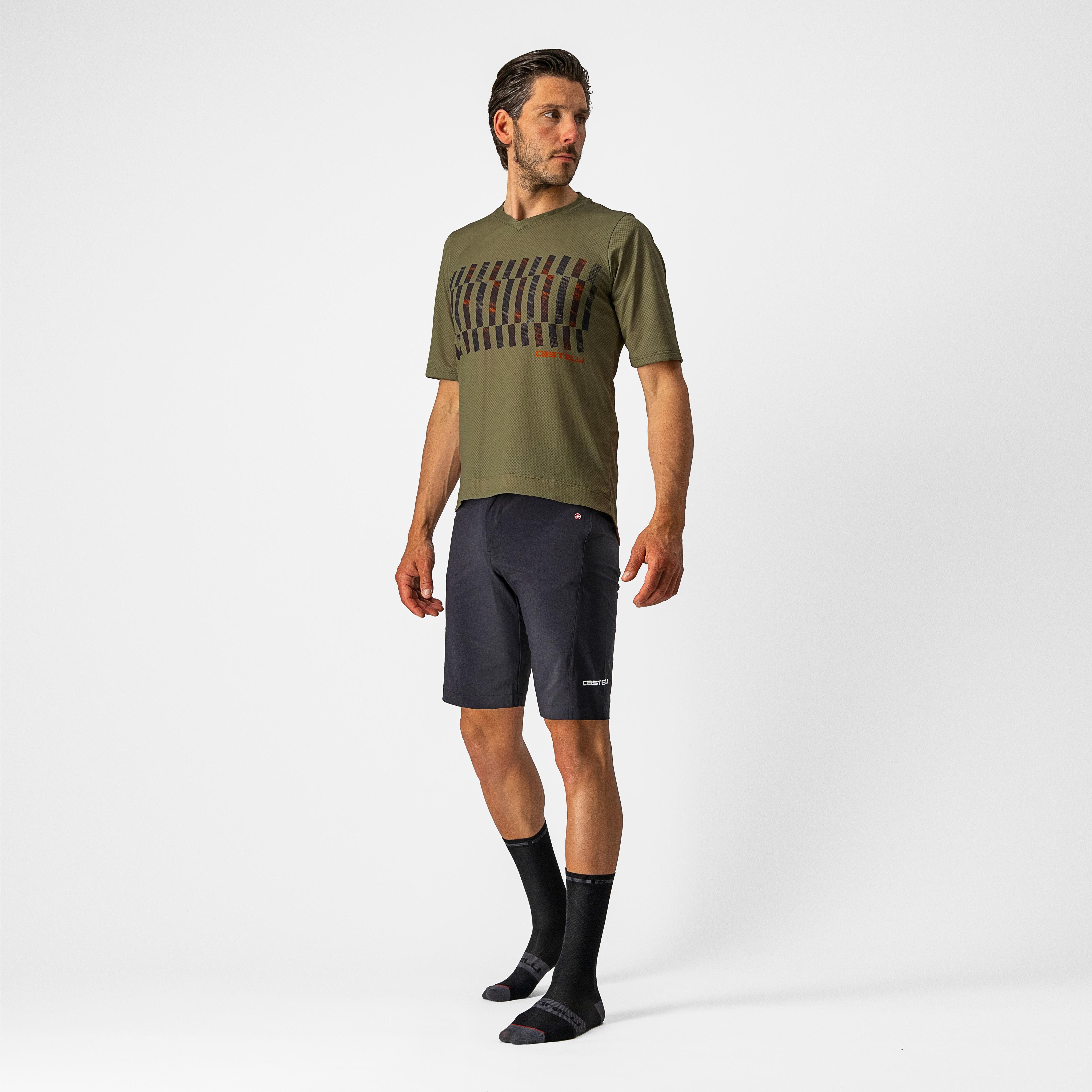 Trail tech tee - olive green/dark gray-orange r - castelli