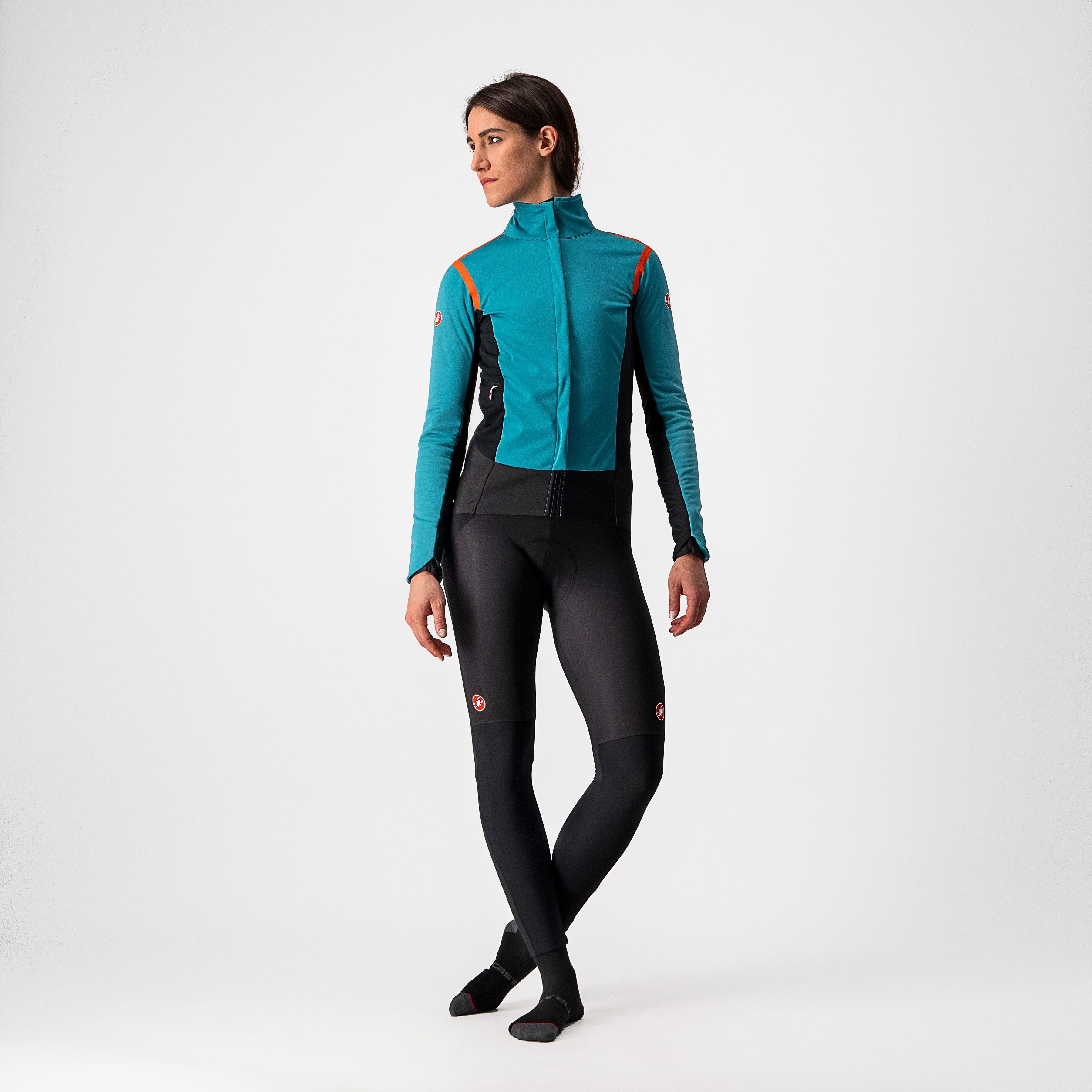 Alpha ros 2 w jacket - teal blue/fiery red-sky blue - castelli