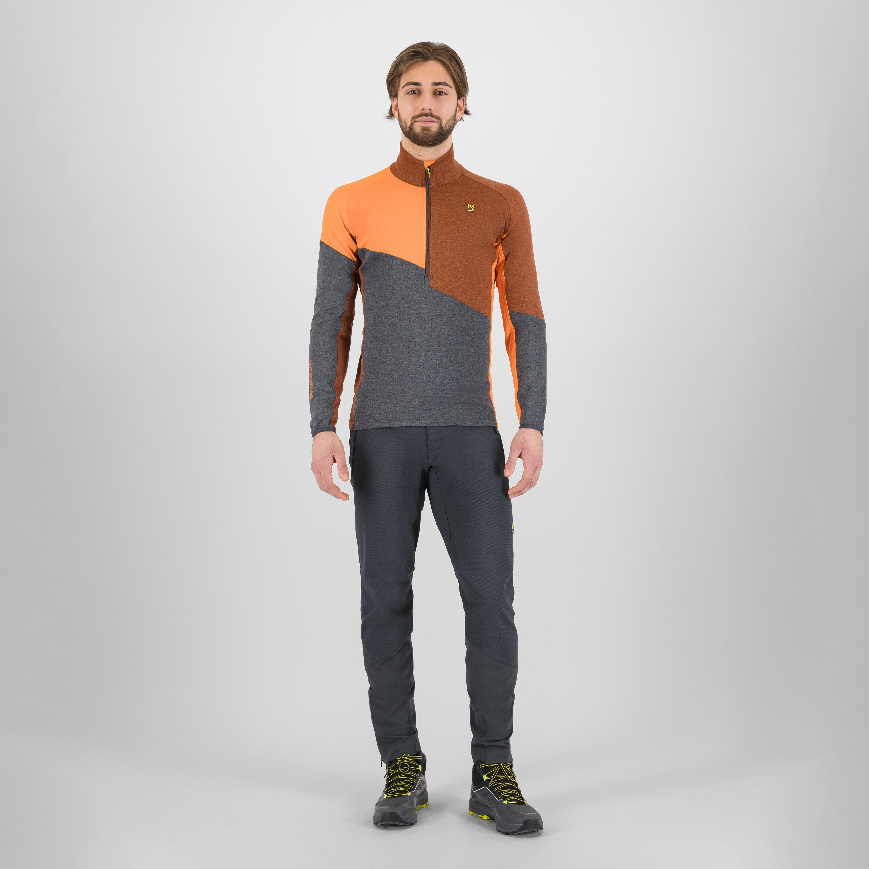 Federa half-zip fleece - woodl.gray/mahogany/vibr.orang - karpos