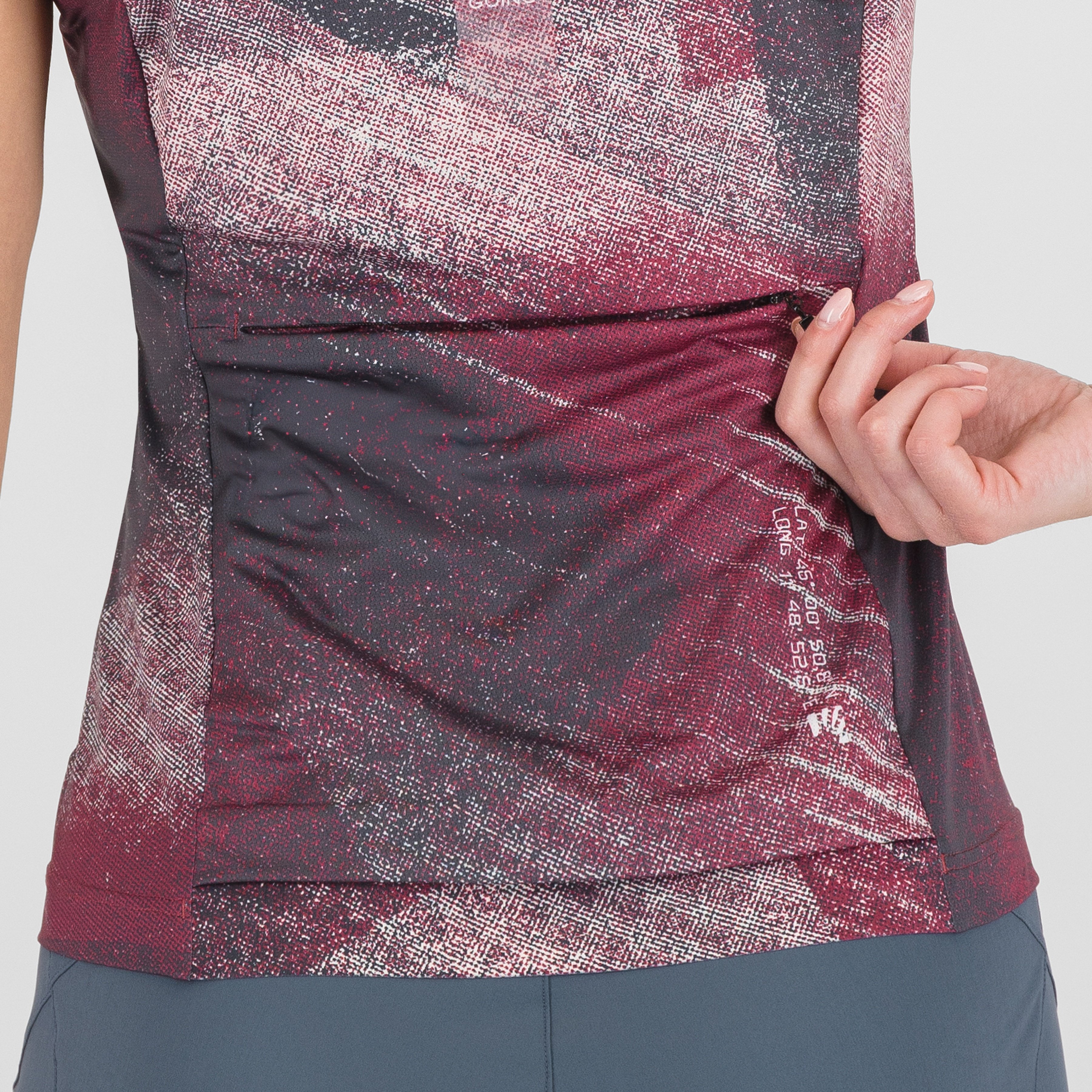 Sarca w full zip sleeveless - beet red/pristine - karpos