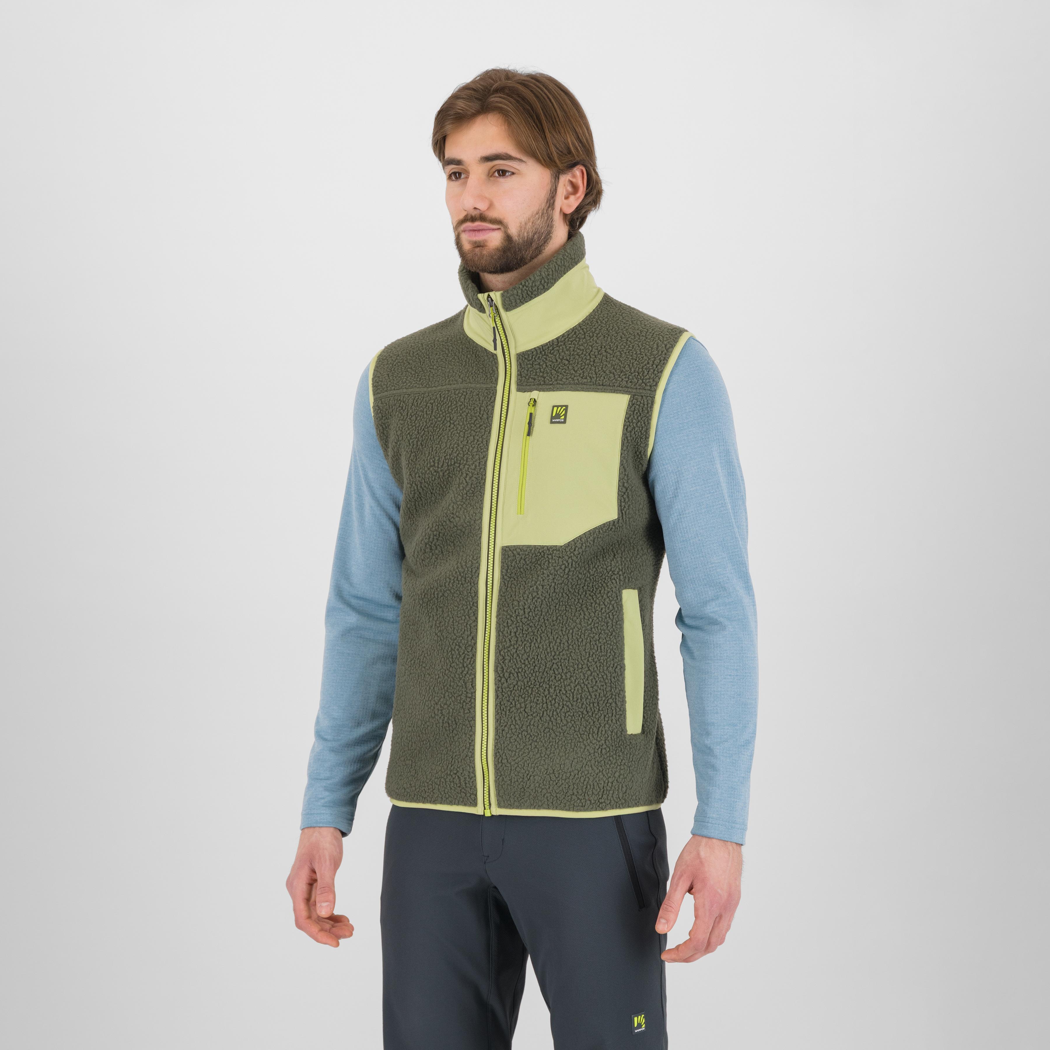 Moiazza retrò fleece vest - deep depths/tarragon - karpos