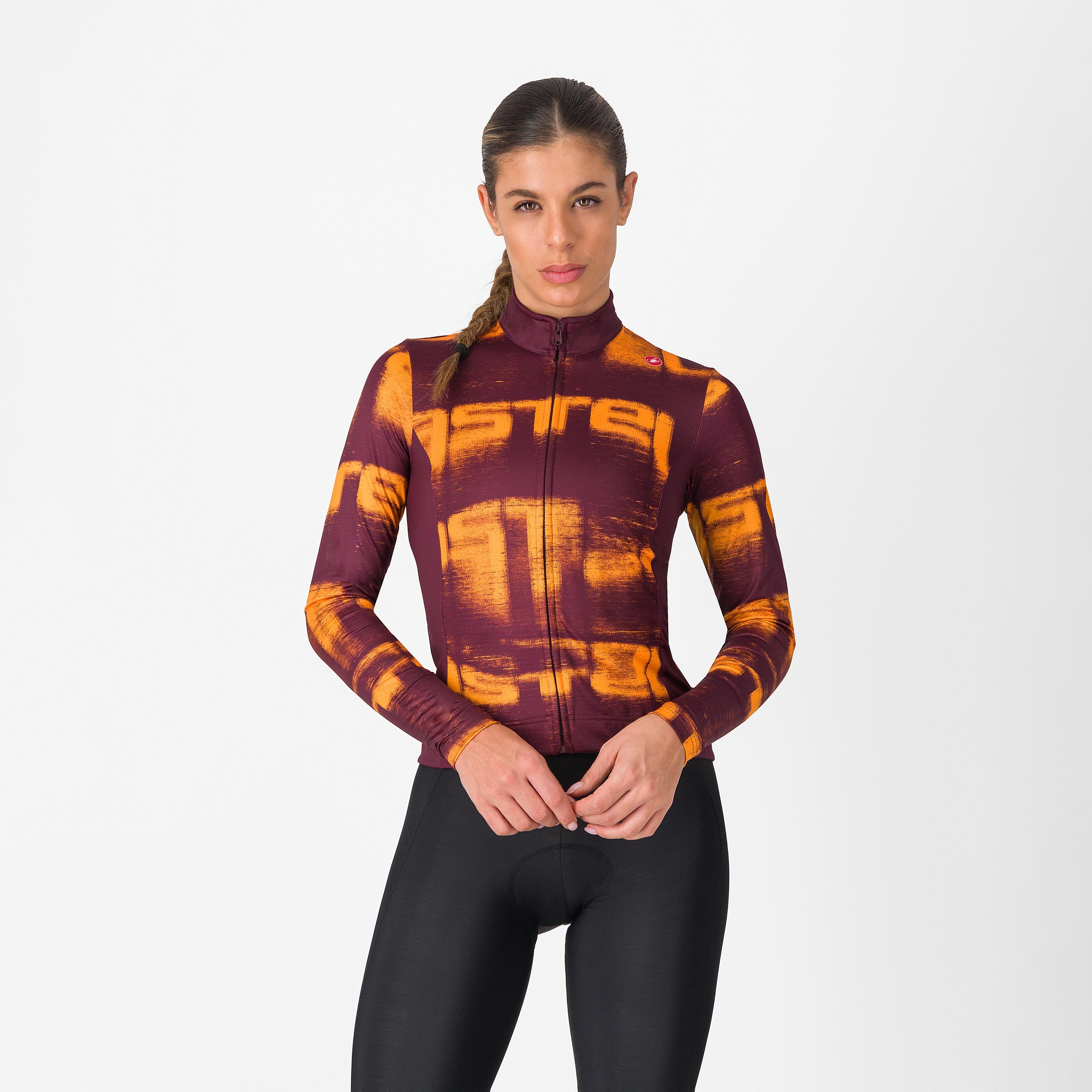 Blur thermal jersey - deep bordeaux/vivid orange - castelli
