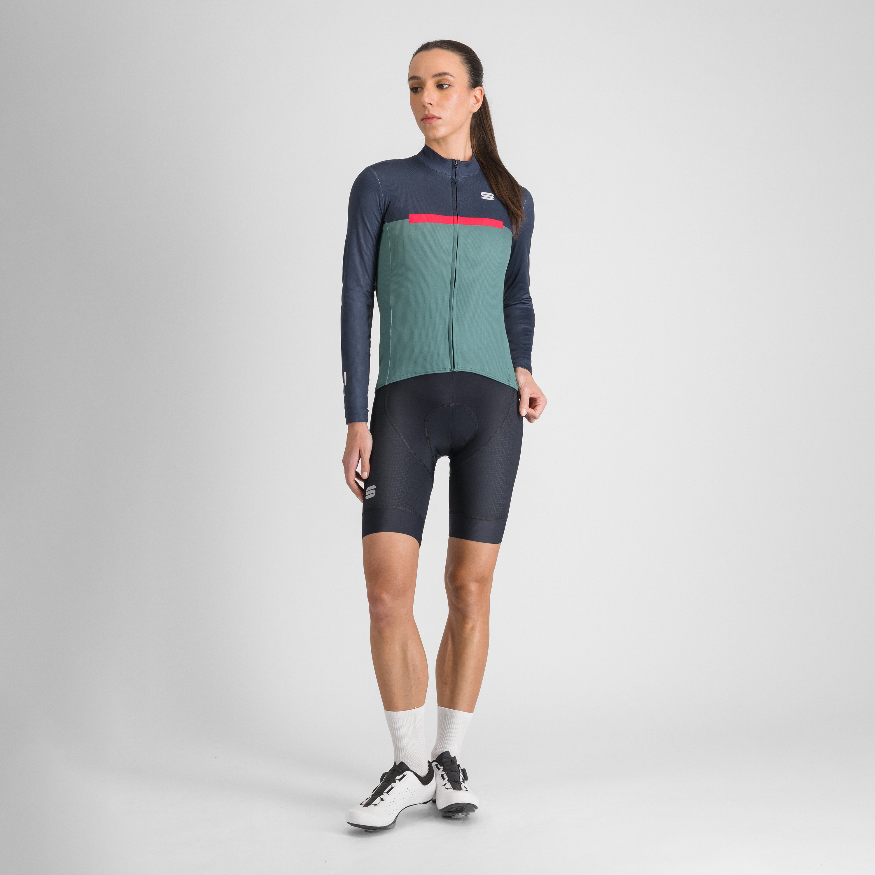 Pista w thermal jersey - shrub green blue pink - sportful