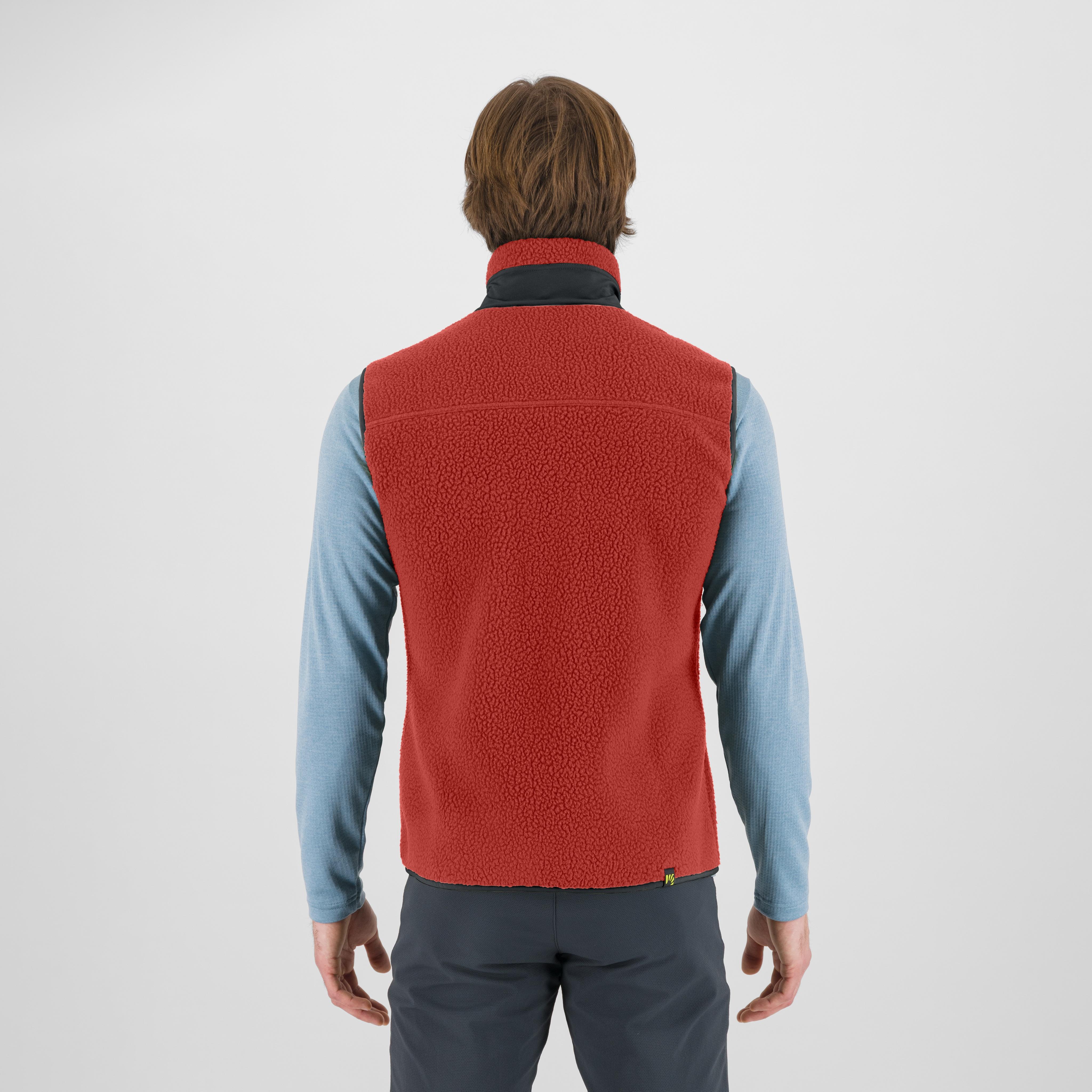 Moiazza retrò fleece vest - fire/woodl.gray - karpos