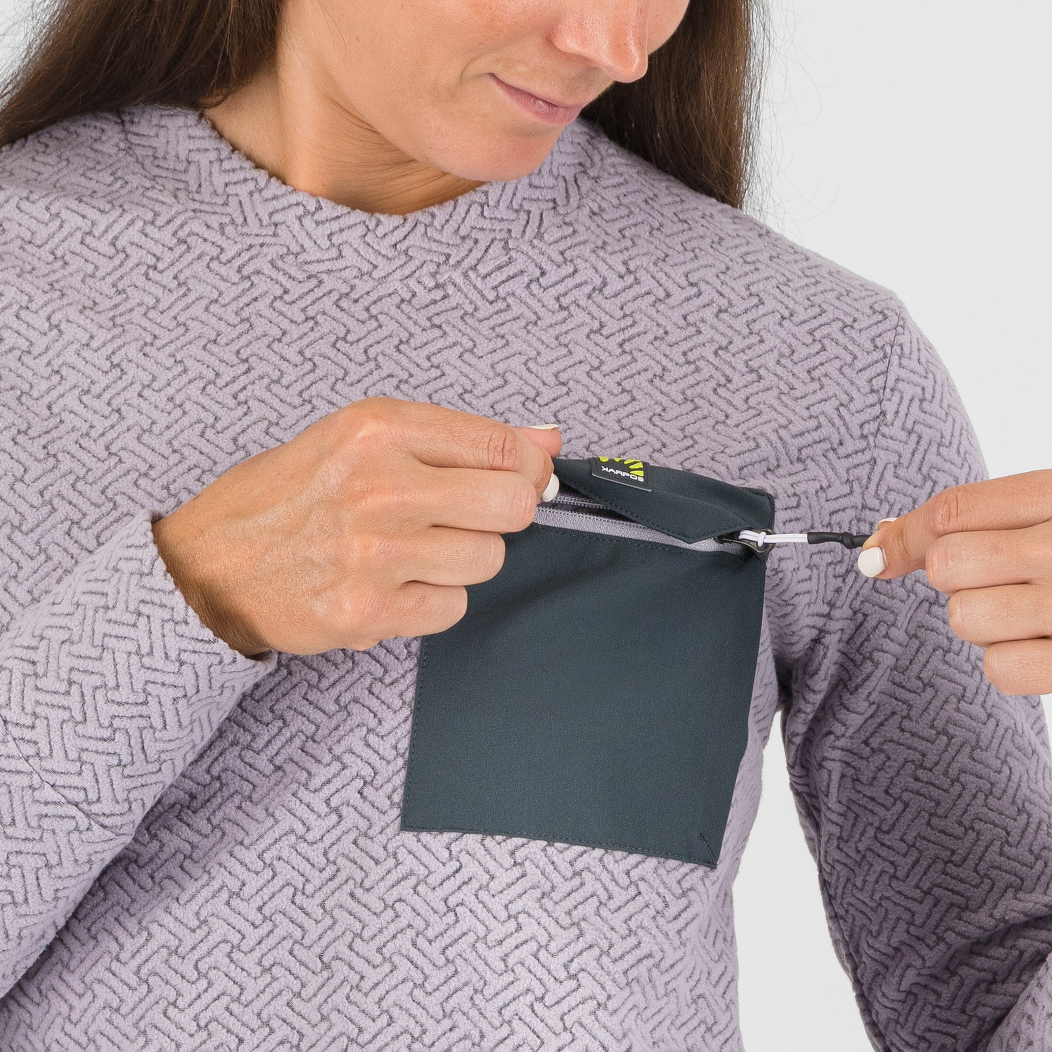 Mesdi' w crewneck fleece - lavender/woodl.gray - karpos