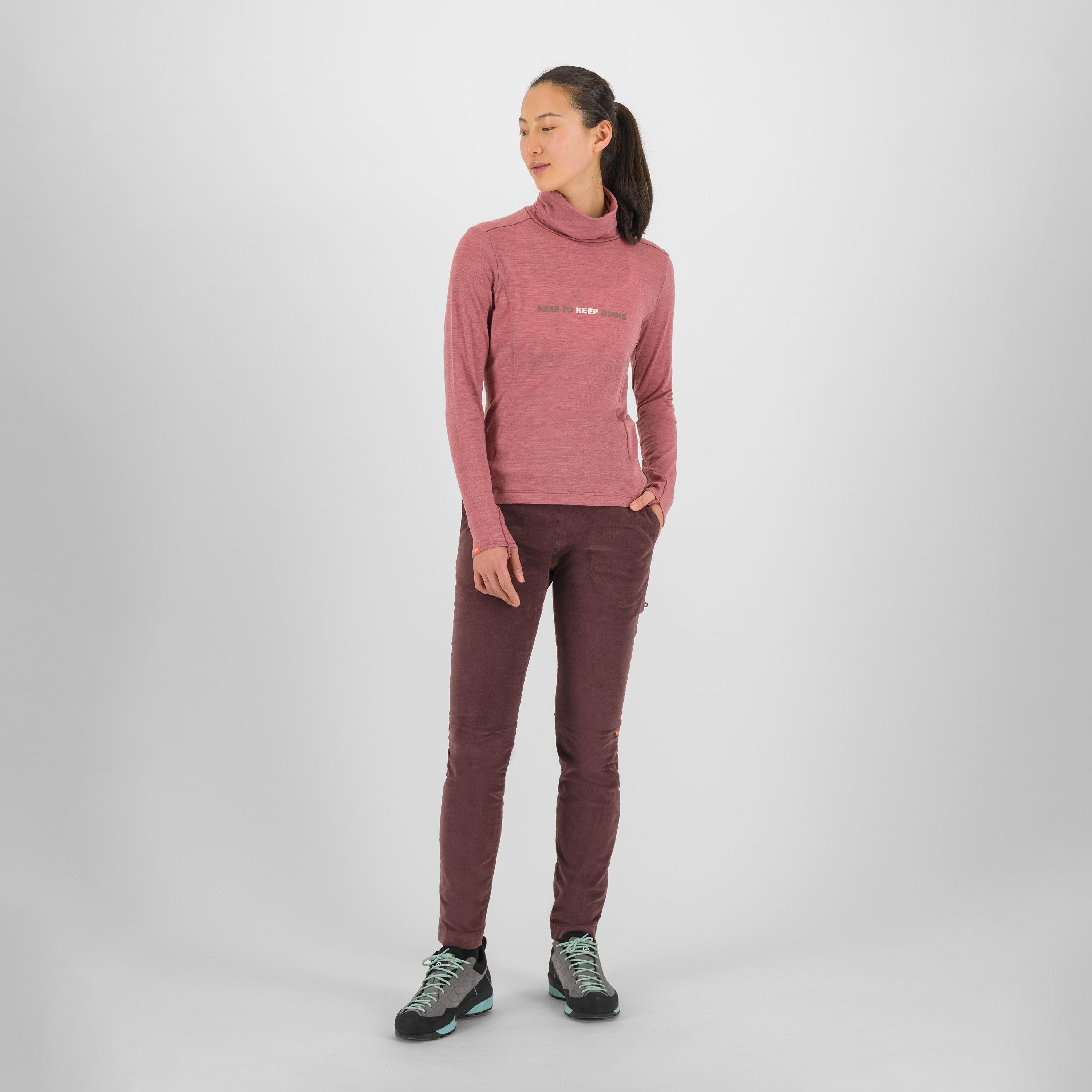 Coppolo merino w high neck ls - deco rose - karpos