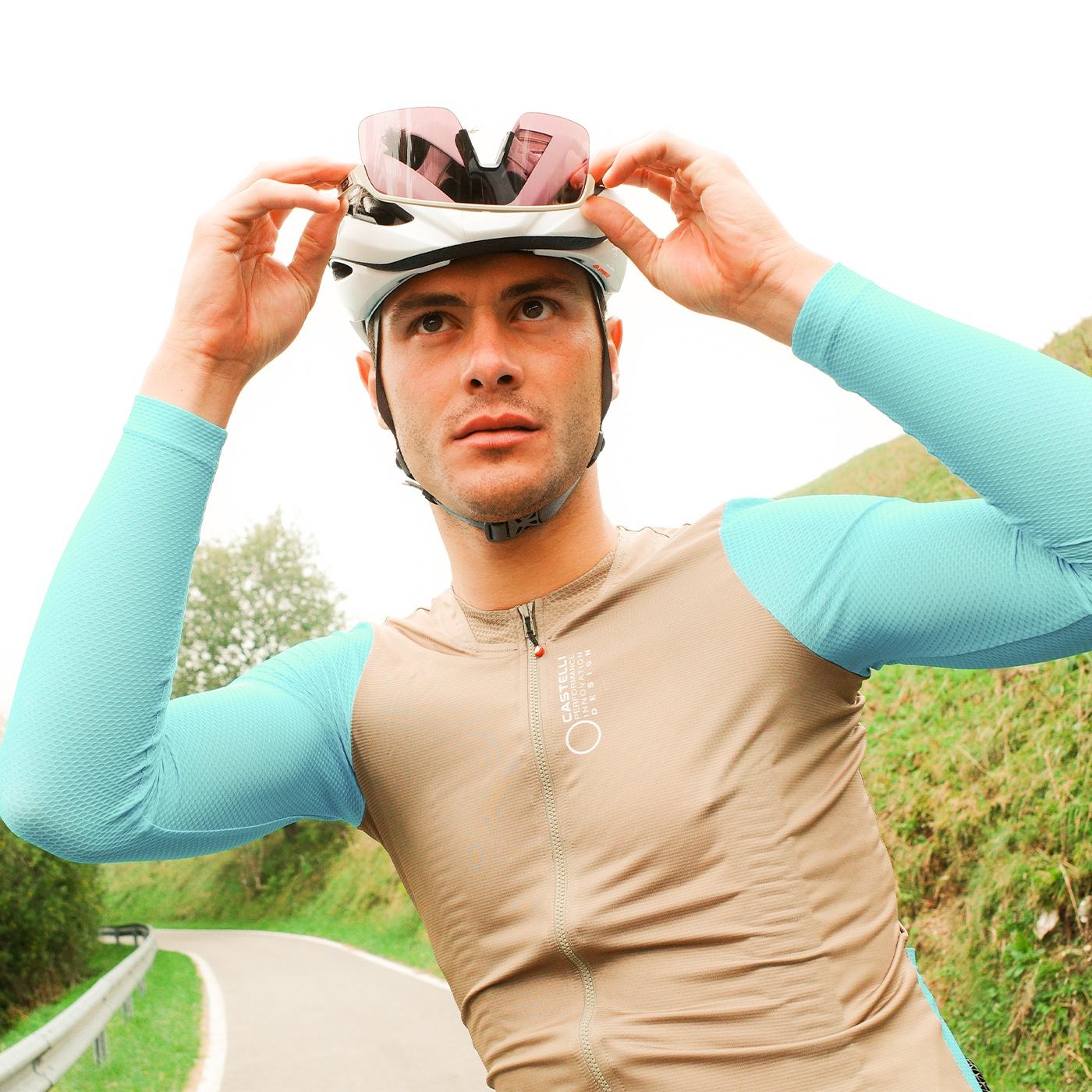 Corretto ls jersey - elmwood/neon cobalt-white - castelli