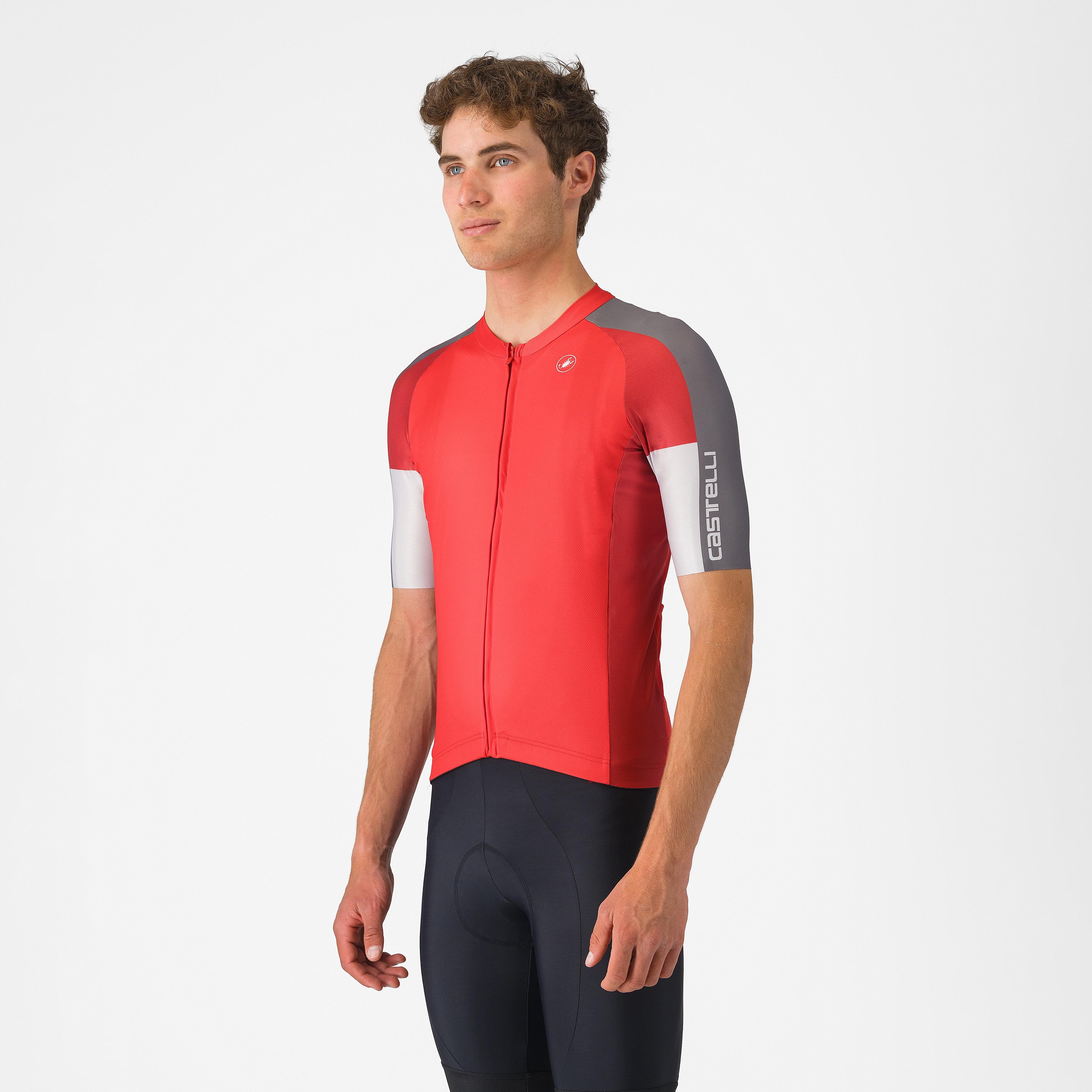 Entrata 6 jersey - red/smoky gray-silver gray - castelli