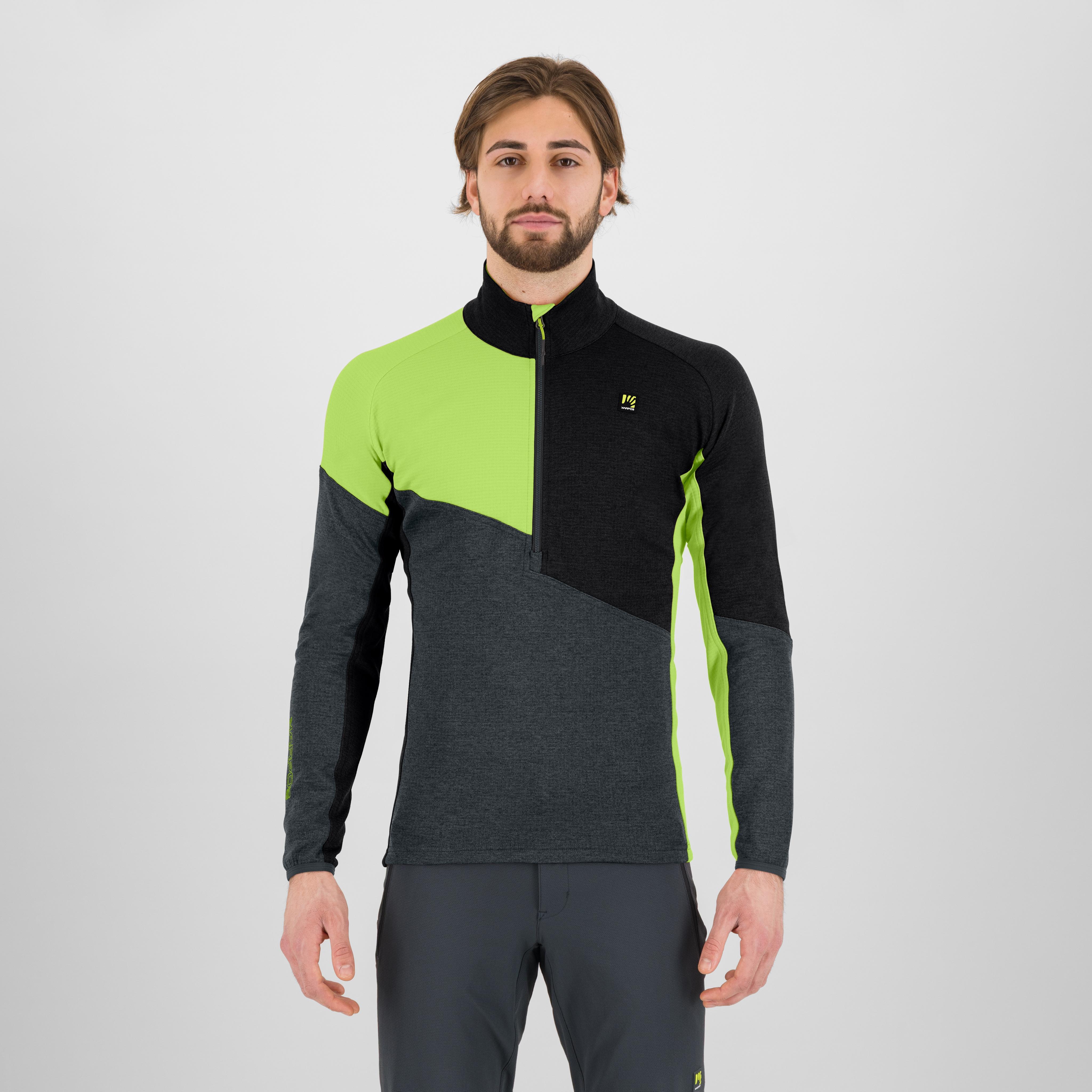 Federa half-zip fleece - woodl.gray/black/acid lime - karpos