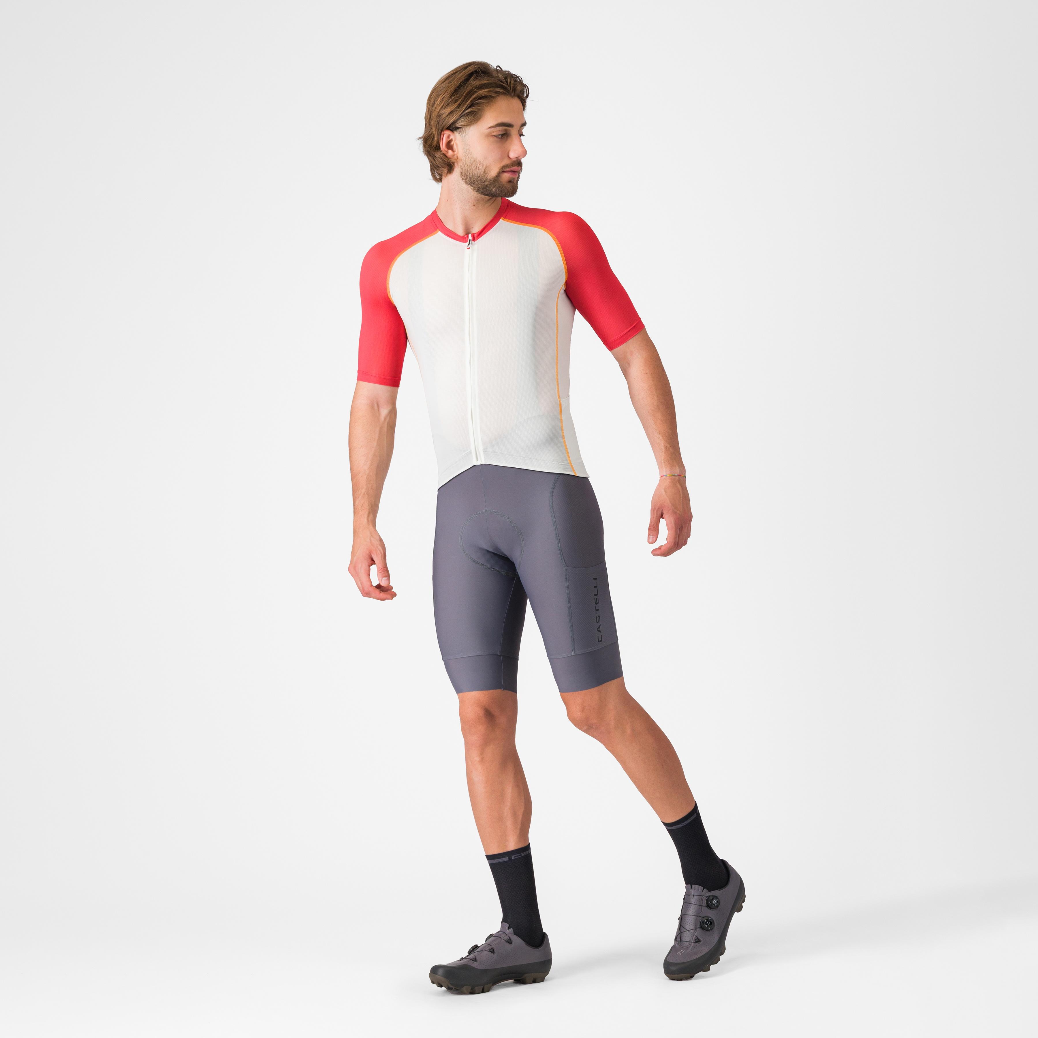 Unlimited endurance 3 jersey - ivory/rich red-vivid orange - castelli