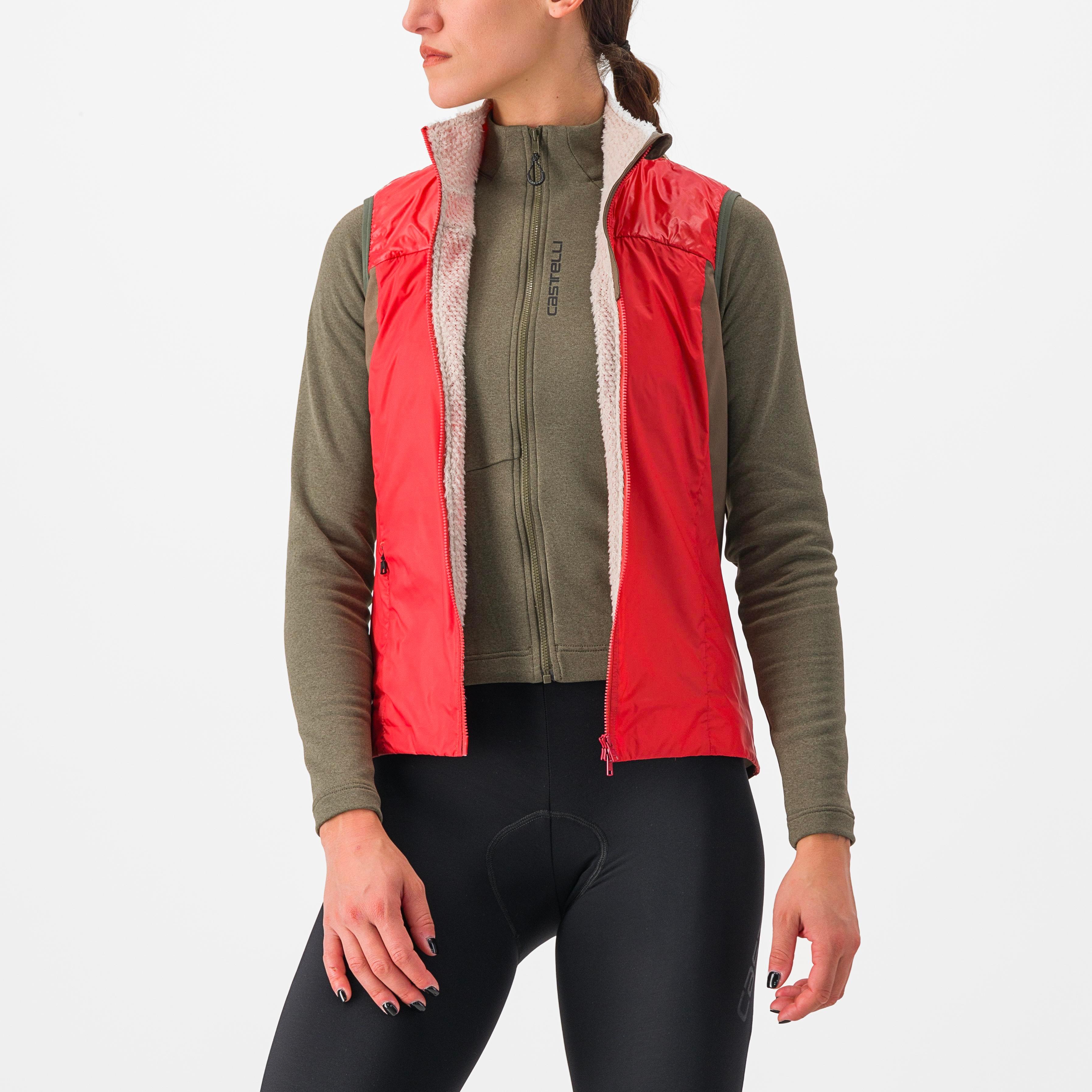 Unlimited w puffy vest - mineral red/silver gray - castelli