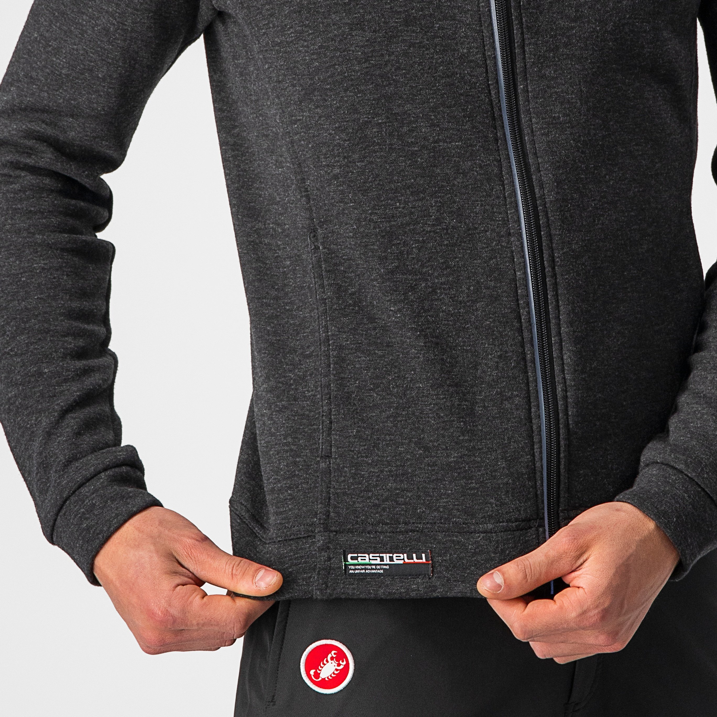 Milano full zip fleece - melange light black - castelli