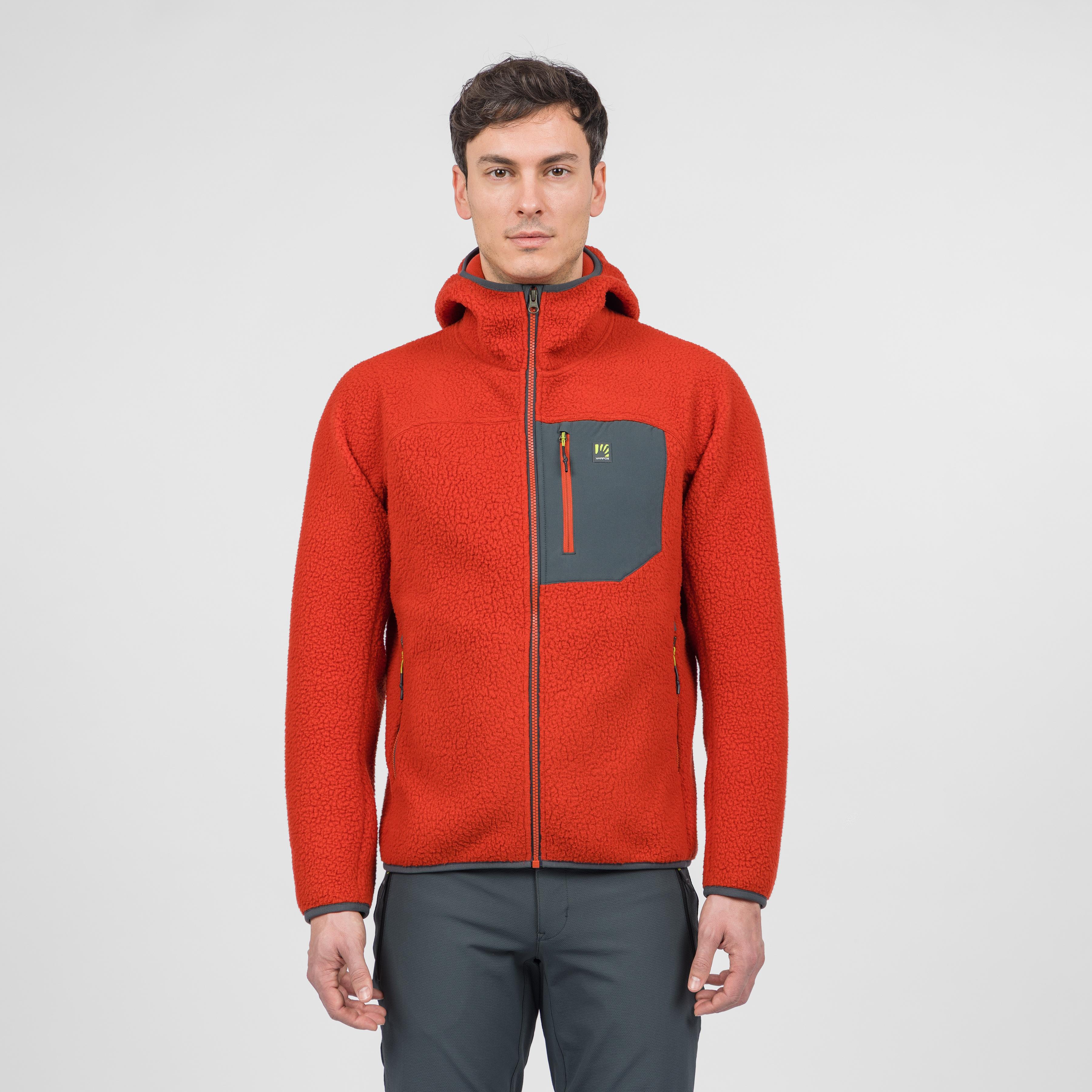 Moiazza retrò hoodie fleece - fire/woodl.gray - karpos