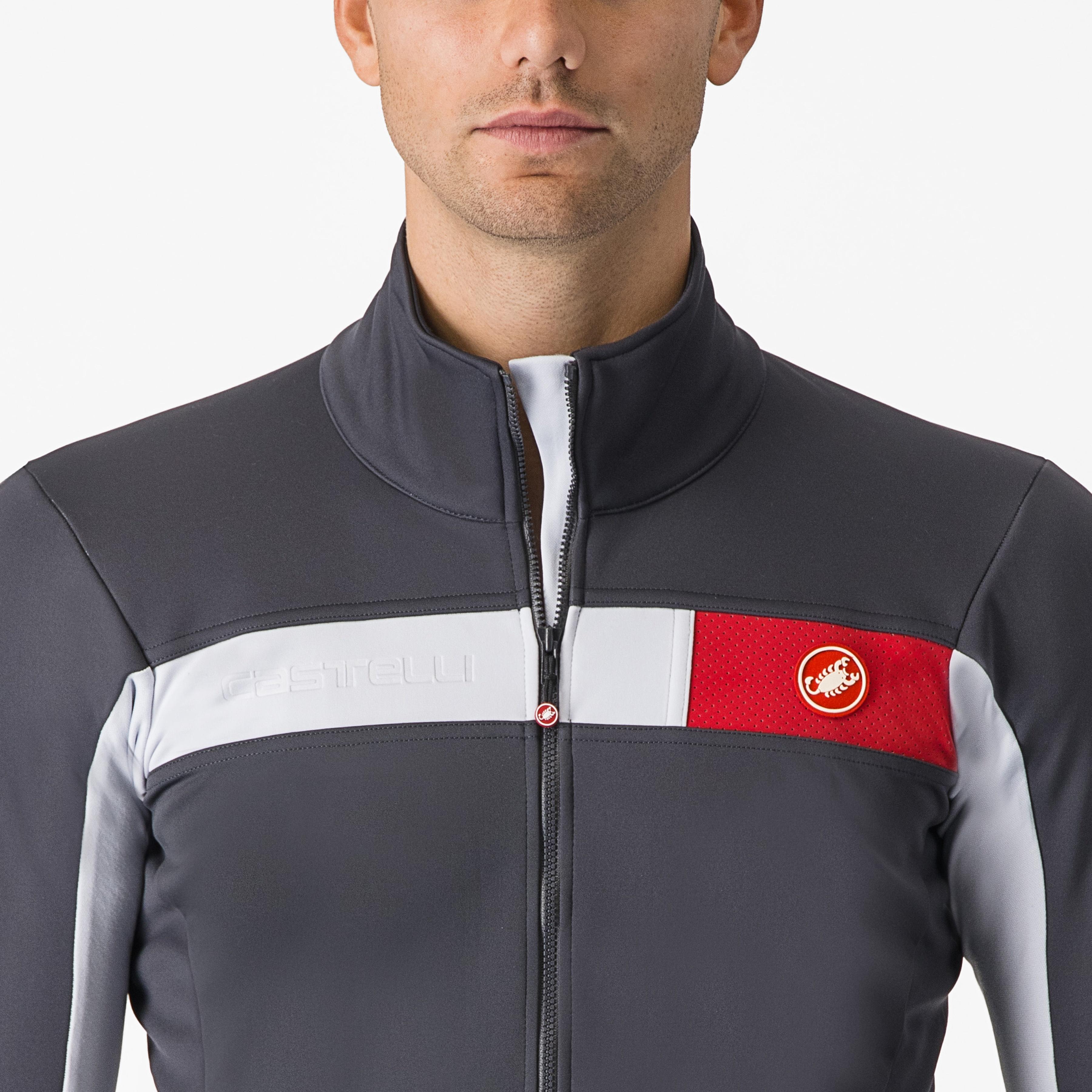 Mortirolo 6s jacket - dark gray/silver gray-red refl - castelli